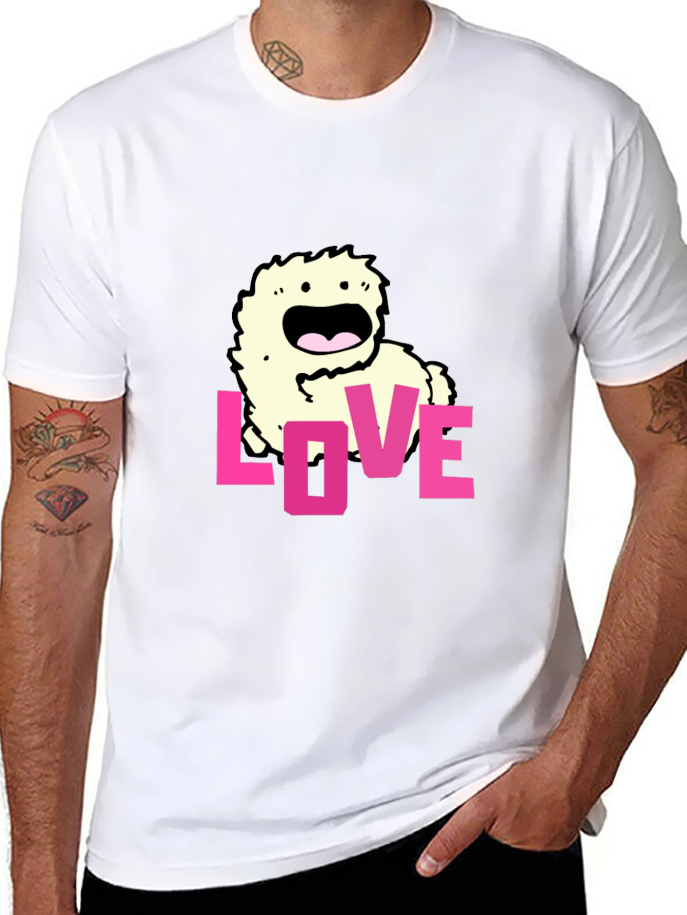 Black Love Monster Graphic Black T-Shirt view 8