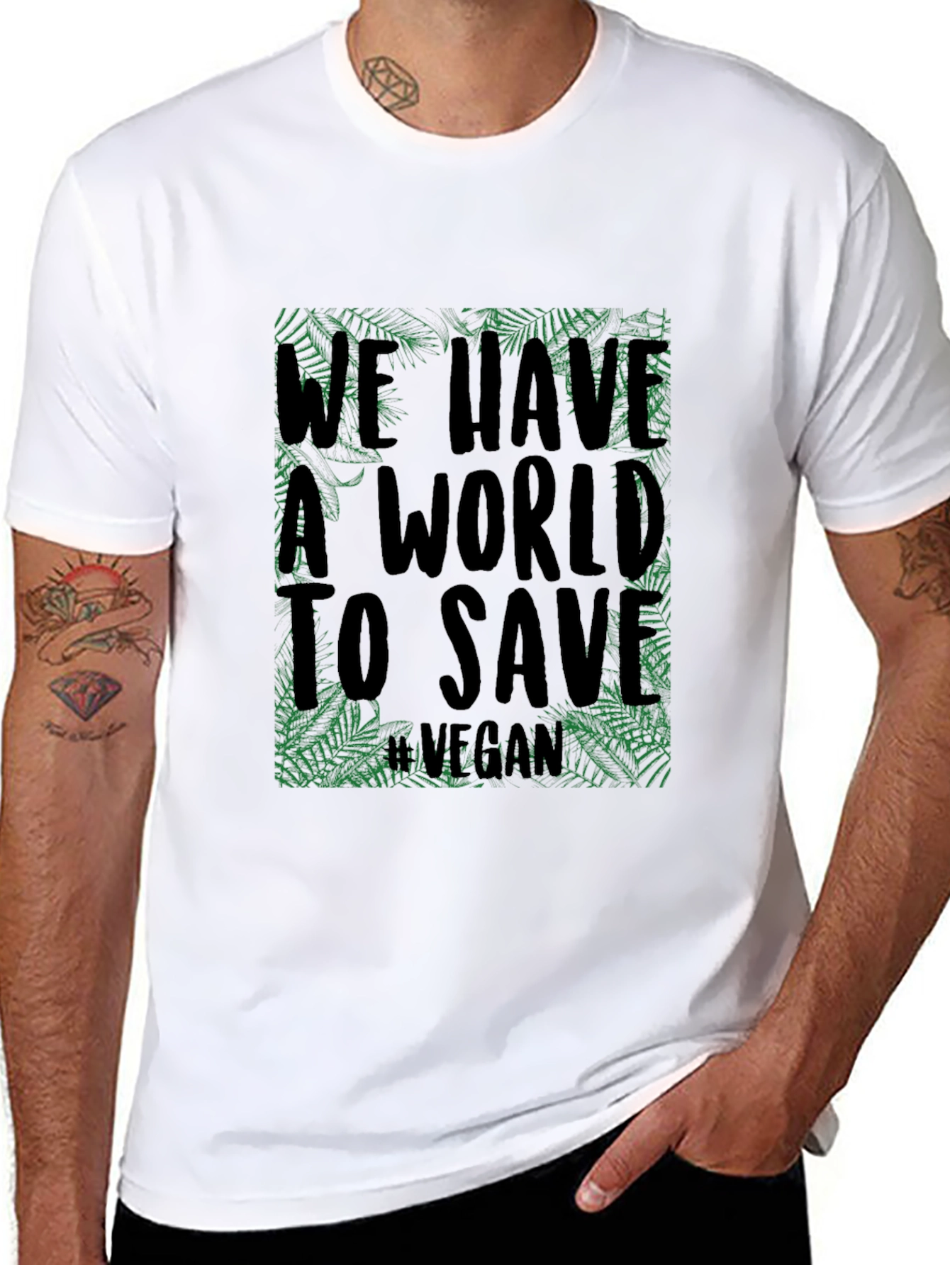 Black Vegan World Save Tee - Eco-Friendly Black T-Shirt view 8