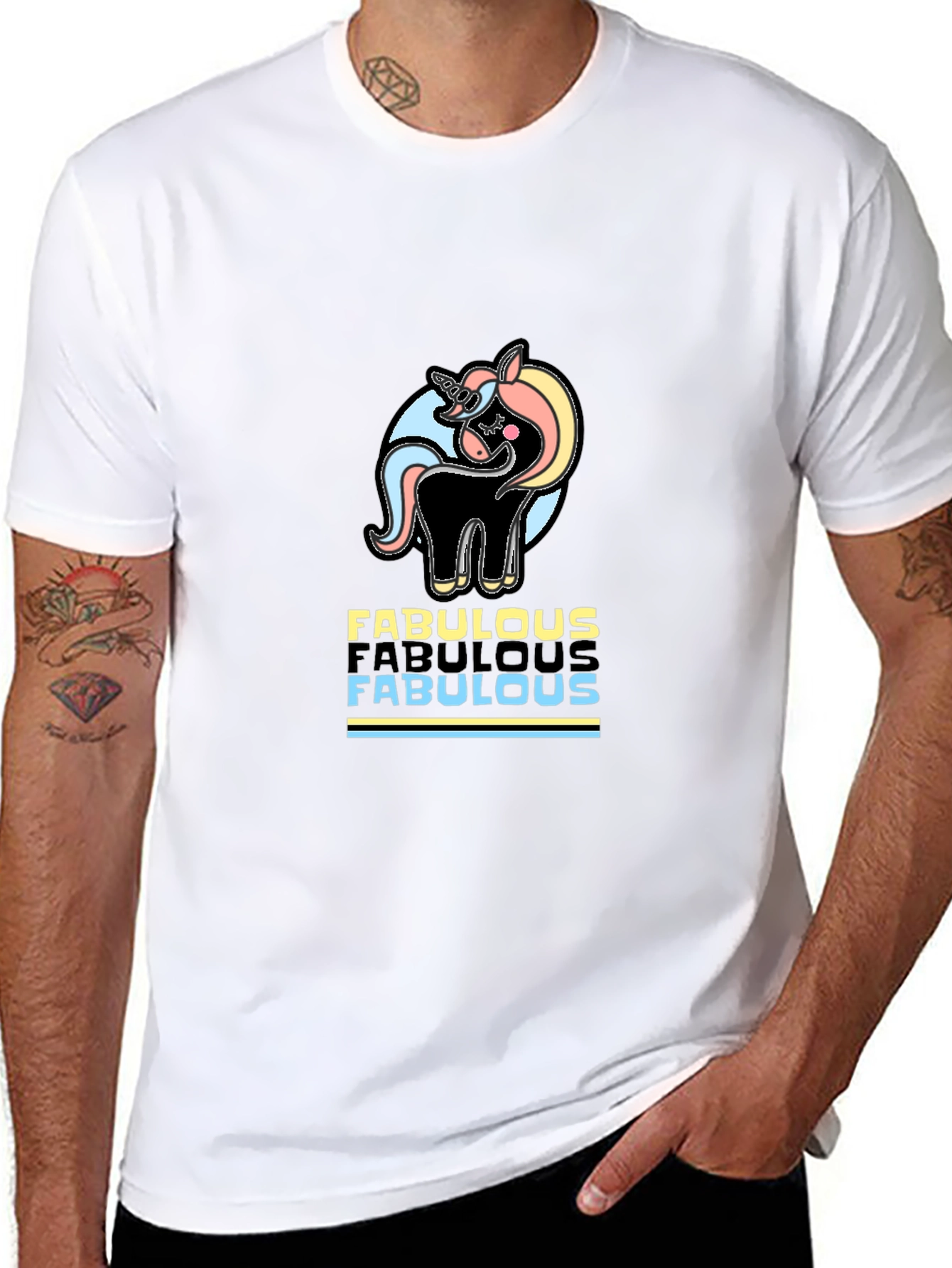 Black Fabulous Unicorn Graphic Tee - Black Cotton Comfort view 8