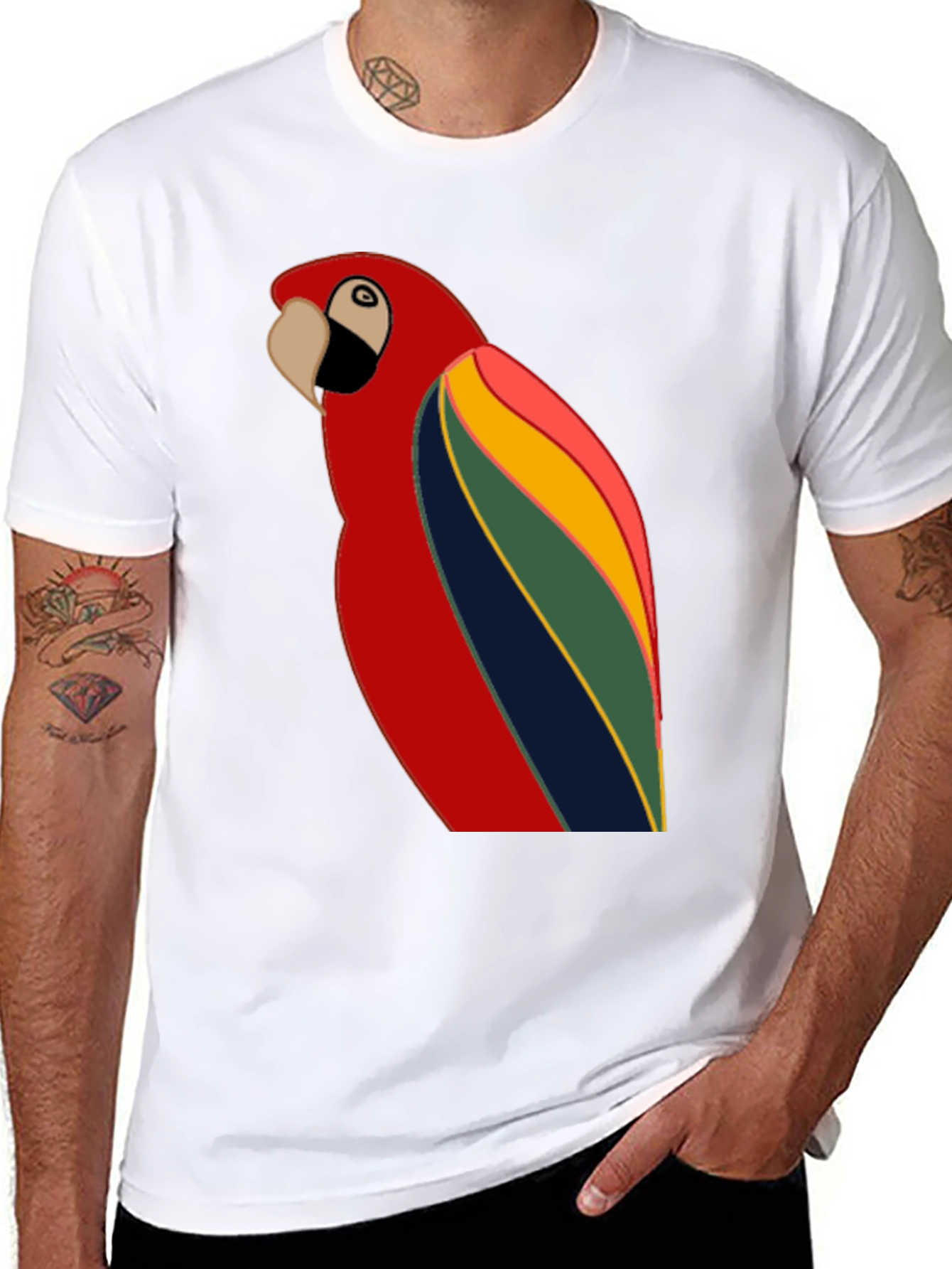 Black Parrot Graphic T-Shirt - Black Crew Neck Tee view 8