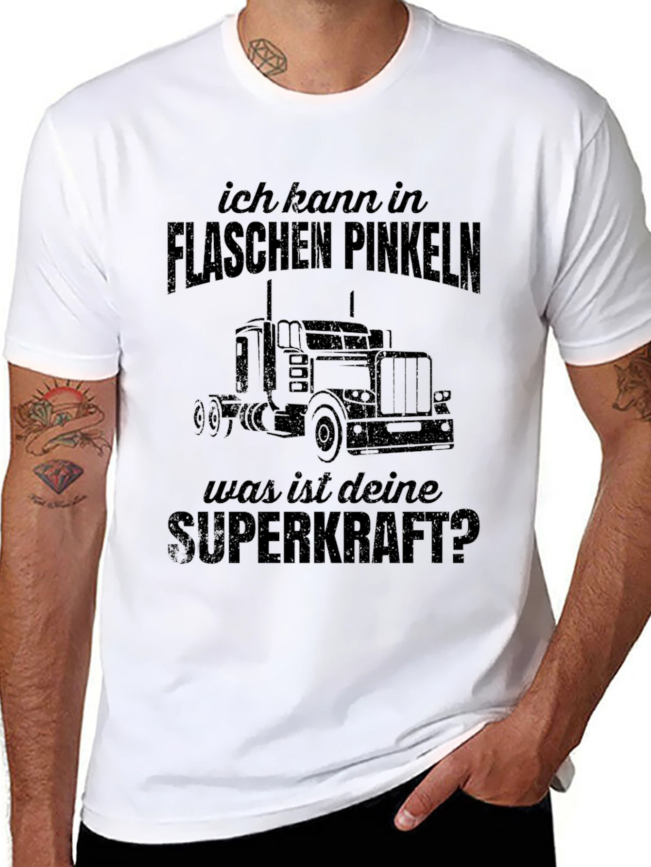 Black Ich Kann in Flaschen Pinkeln T-Shirt Funny Trucker Tee view 8
