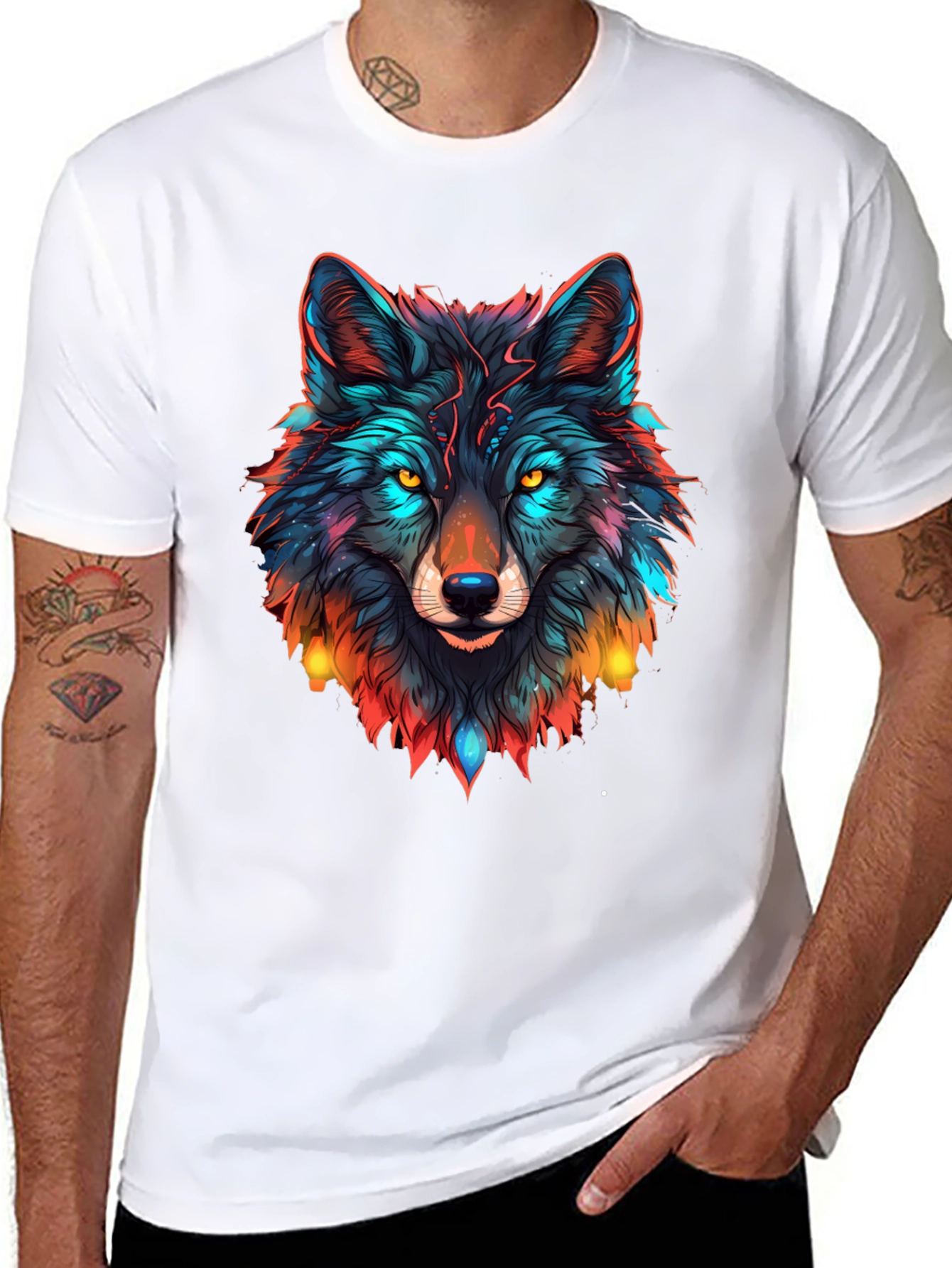 Black Wolf Graphic Black T-Shirt - Vibrant Animal Design view 8