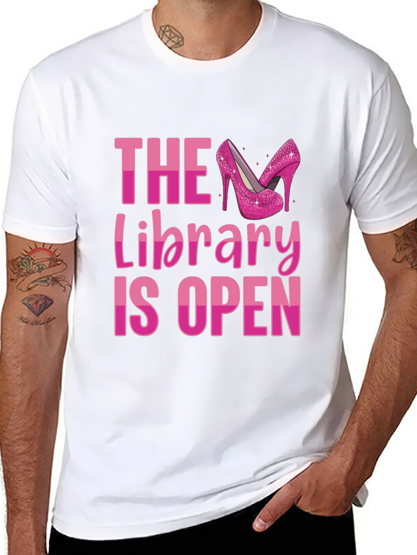 Black The Library is Open Drag Queen T-Shirt view 8