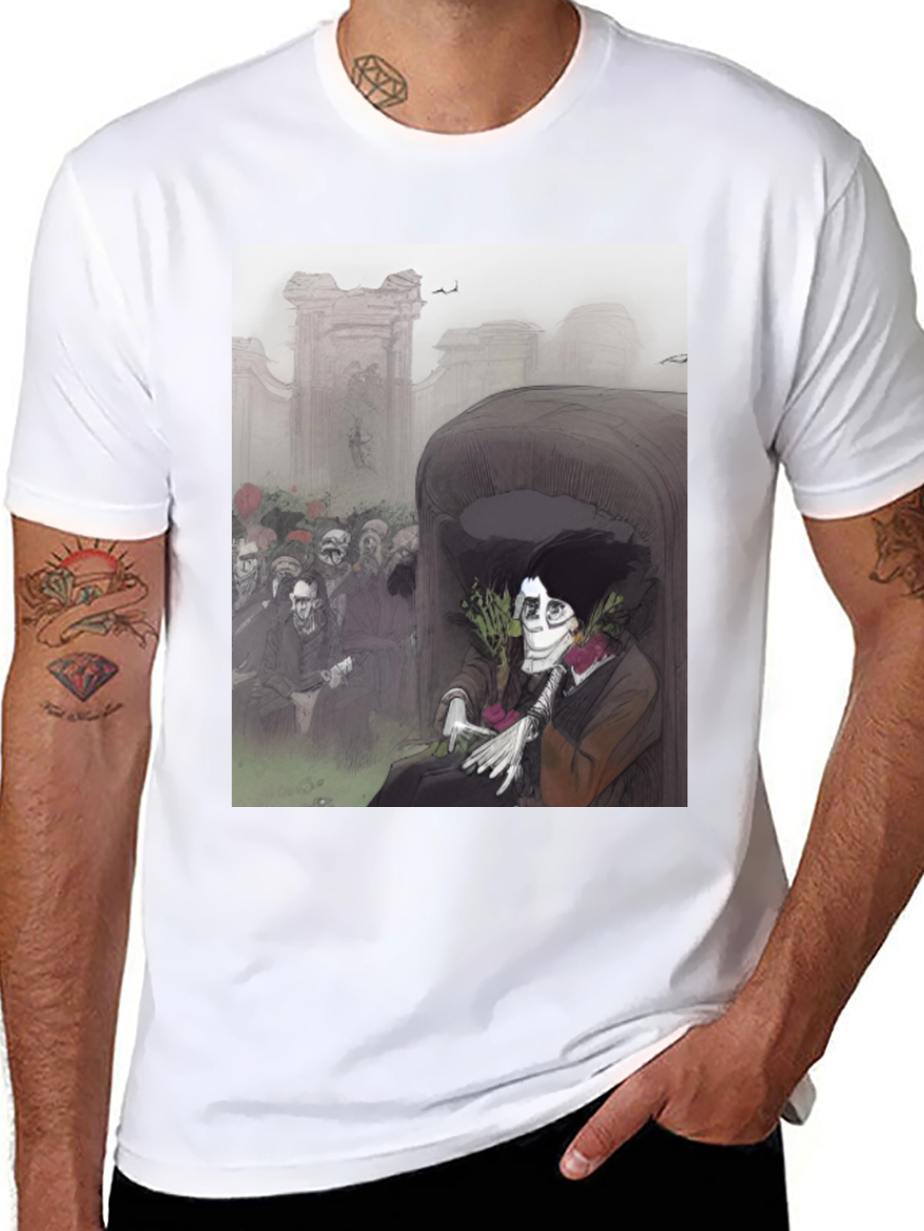 Black Gothic Skeleton T-Shirt view 8