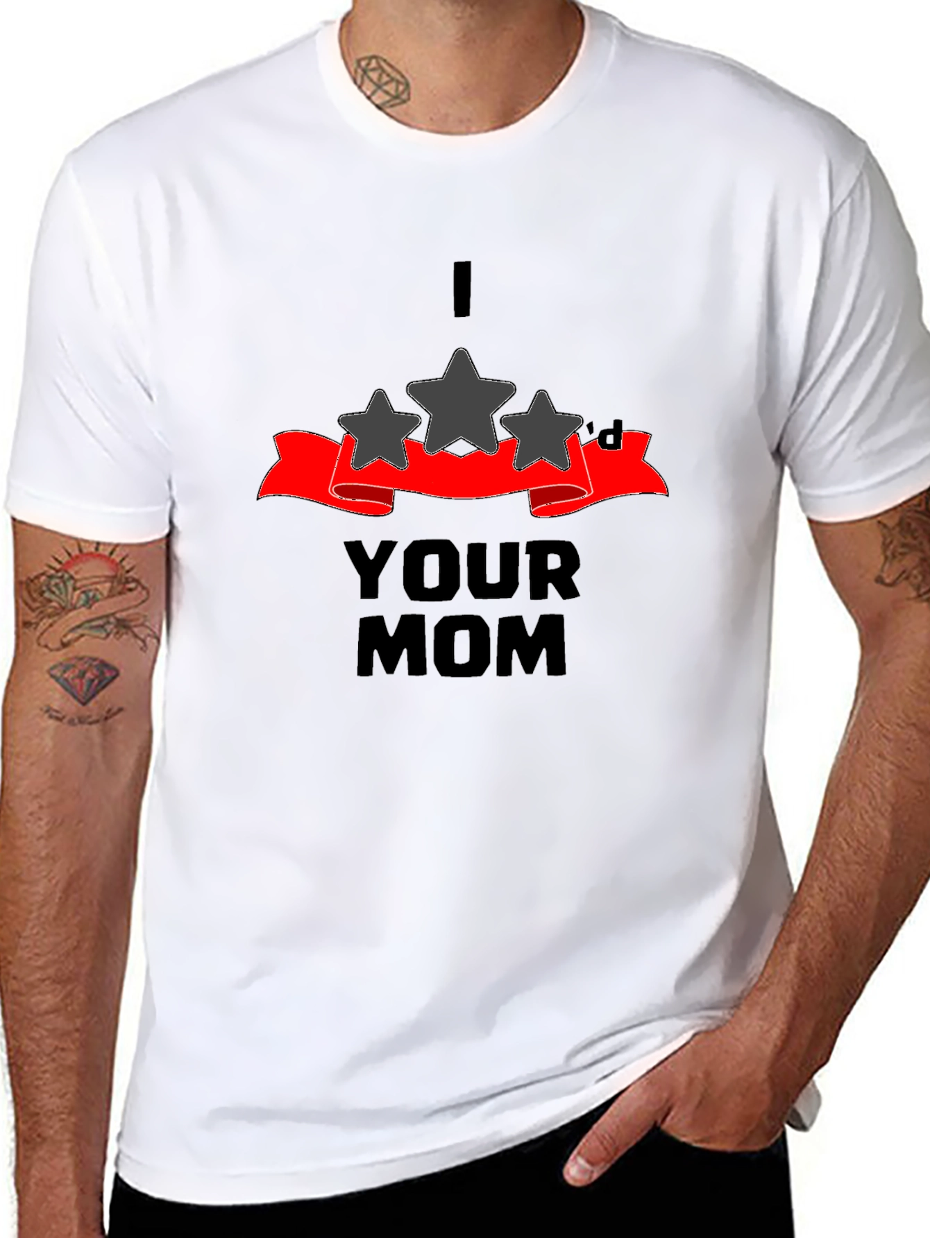 Black I Three Star'd Your Mom Graphic T-Shirt view 8