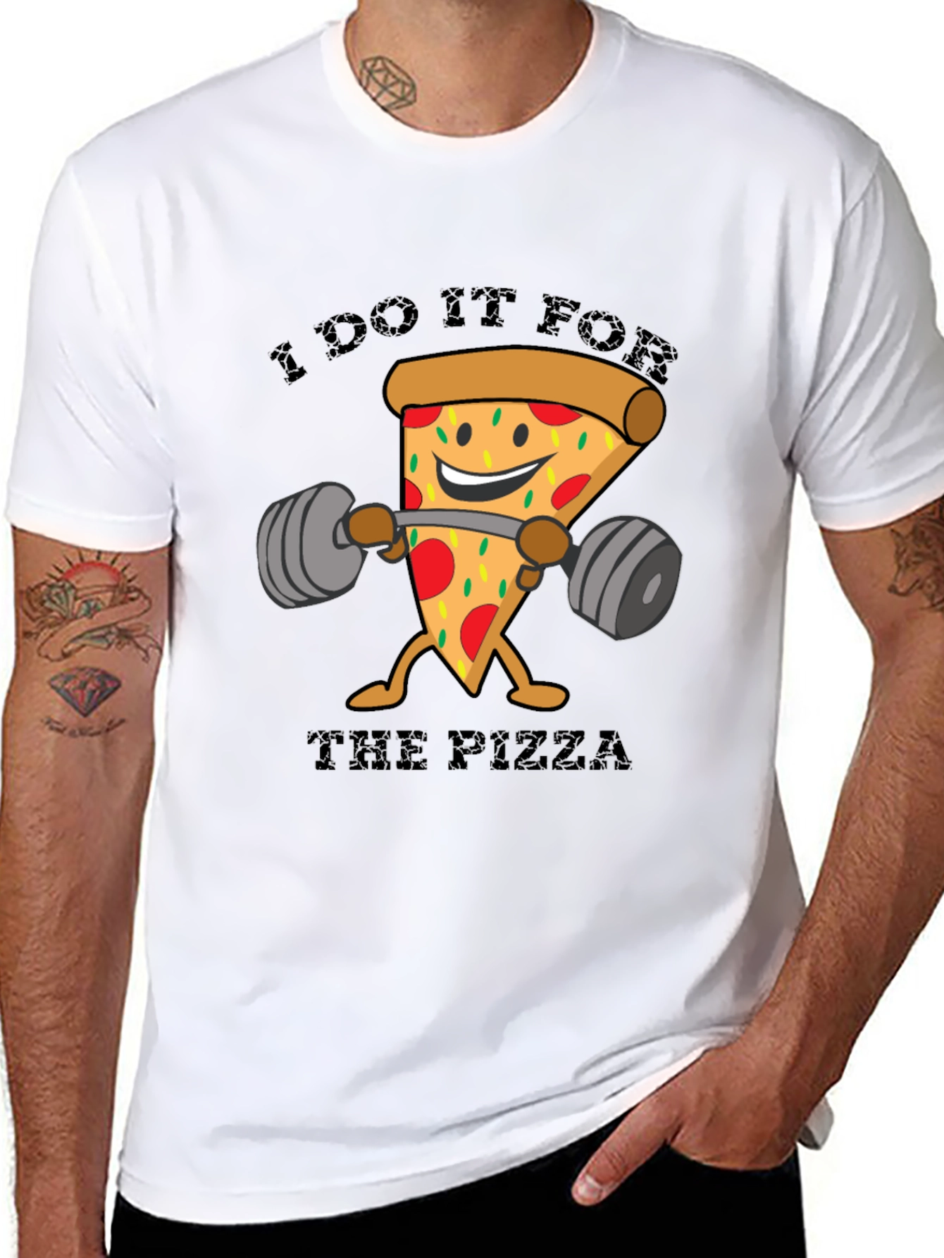 Black Pizza Lover Workout T-Shirt - Funny Fitness Tee view 8