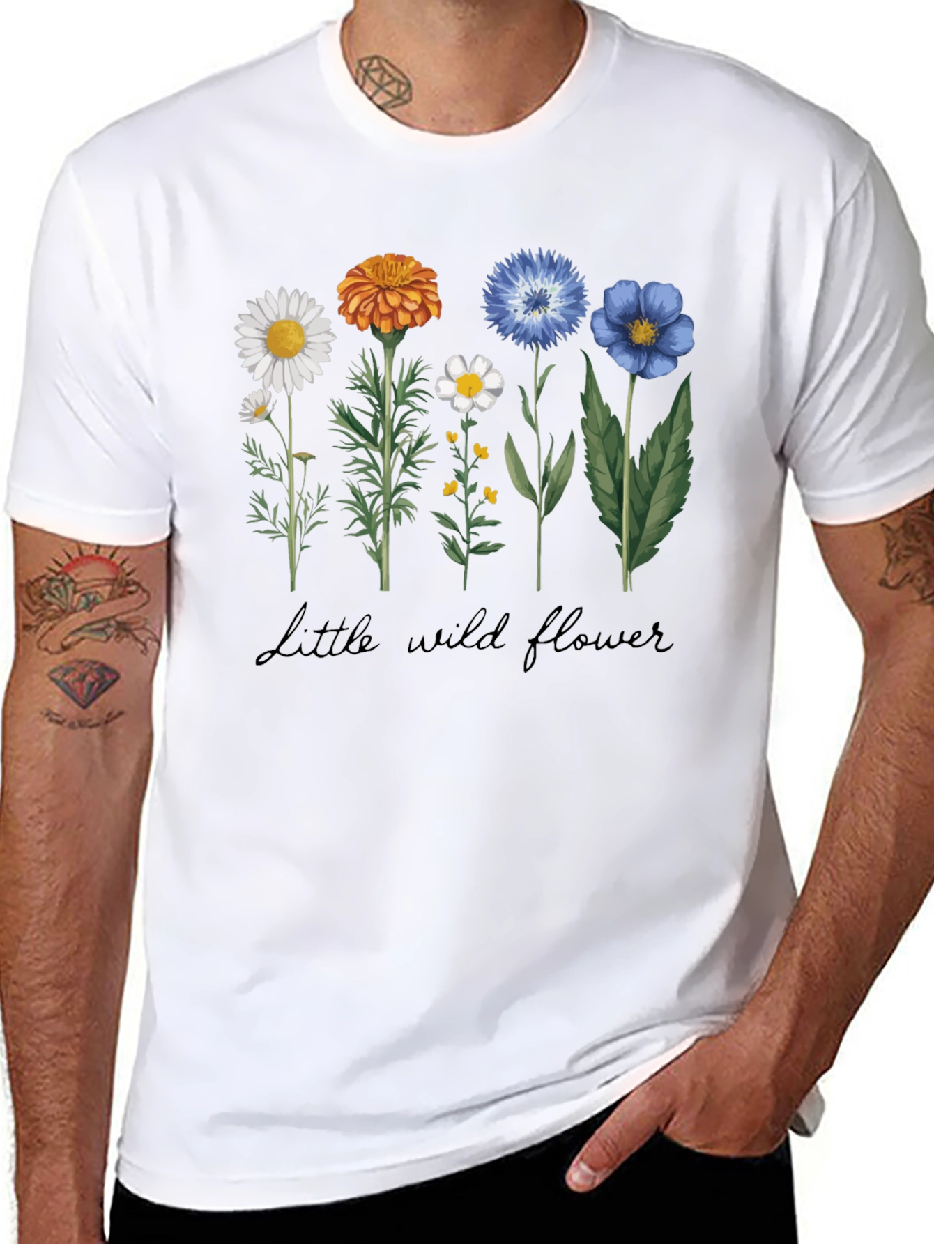 Black Wildflower Graphic T-Shirt - Botanical Tee view 8