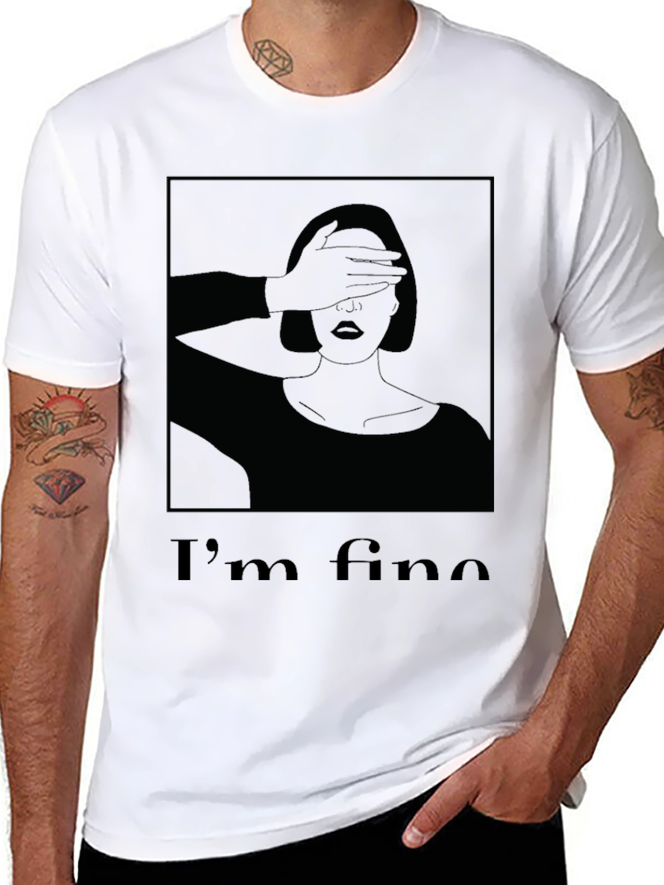 Black I'm Fine Graphic T-Shirt - Black view 8