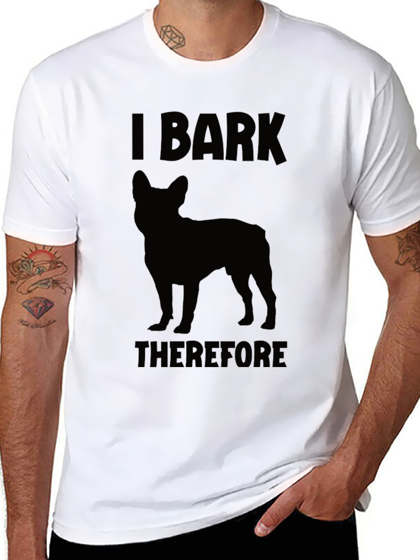 Black I Bark Therefore I Am Dog T-Shirt view 8
