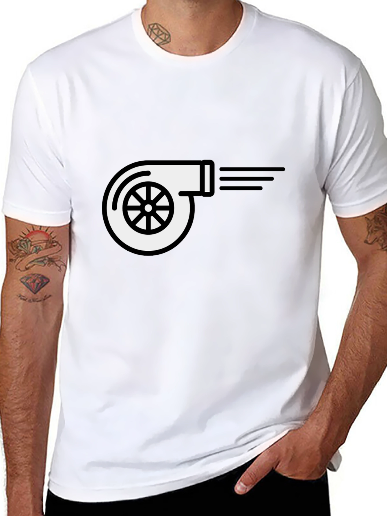 Black Turbocharger T-Shirt - Black Cotton Blend view 8