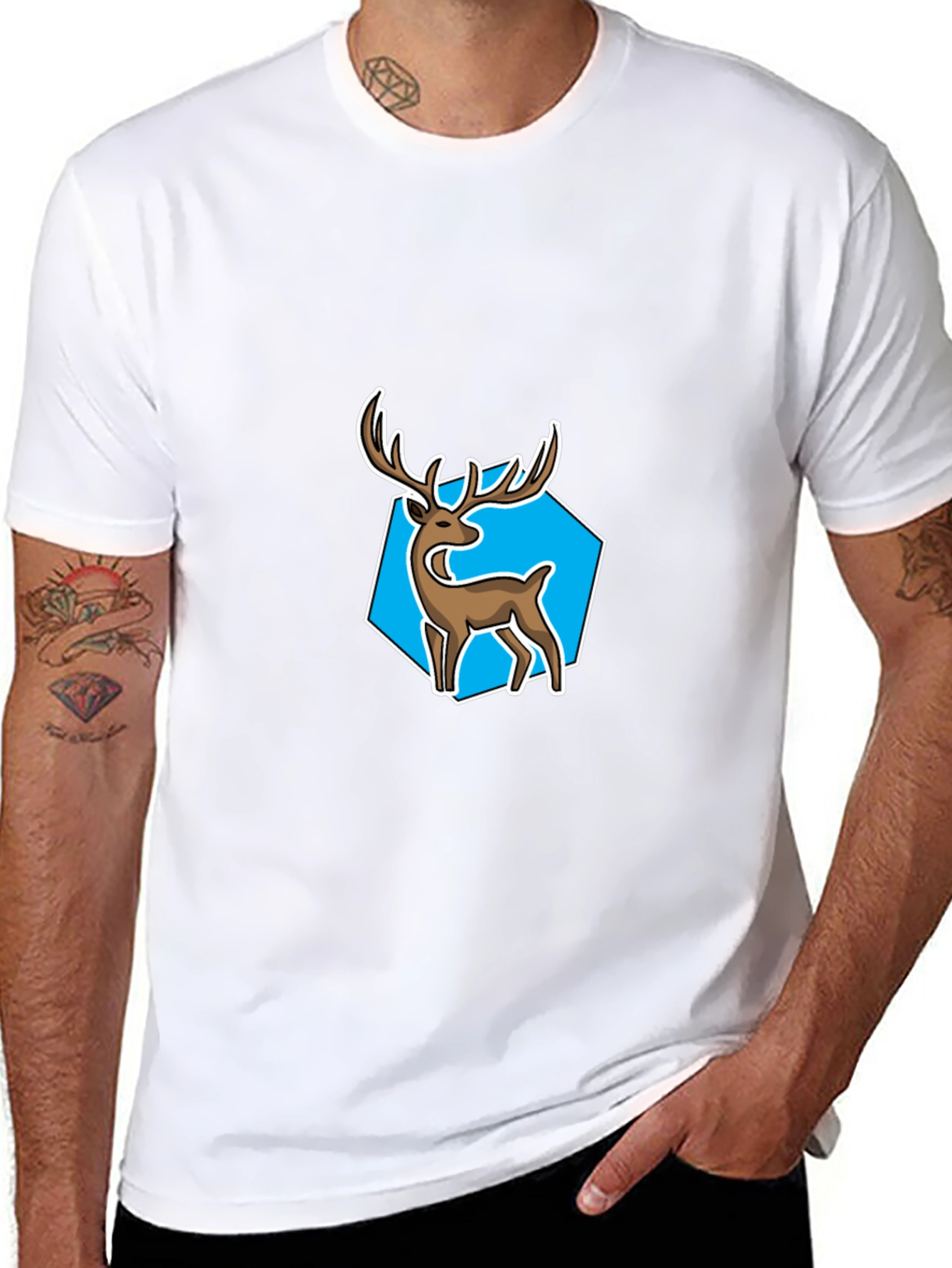 Black Deer Graphic Tee - Cool Men's Black T-Shirt view 8