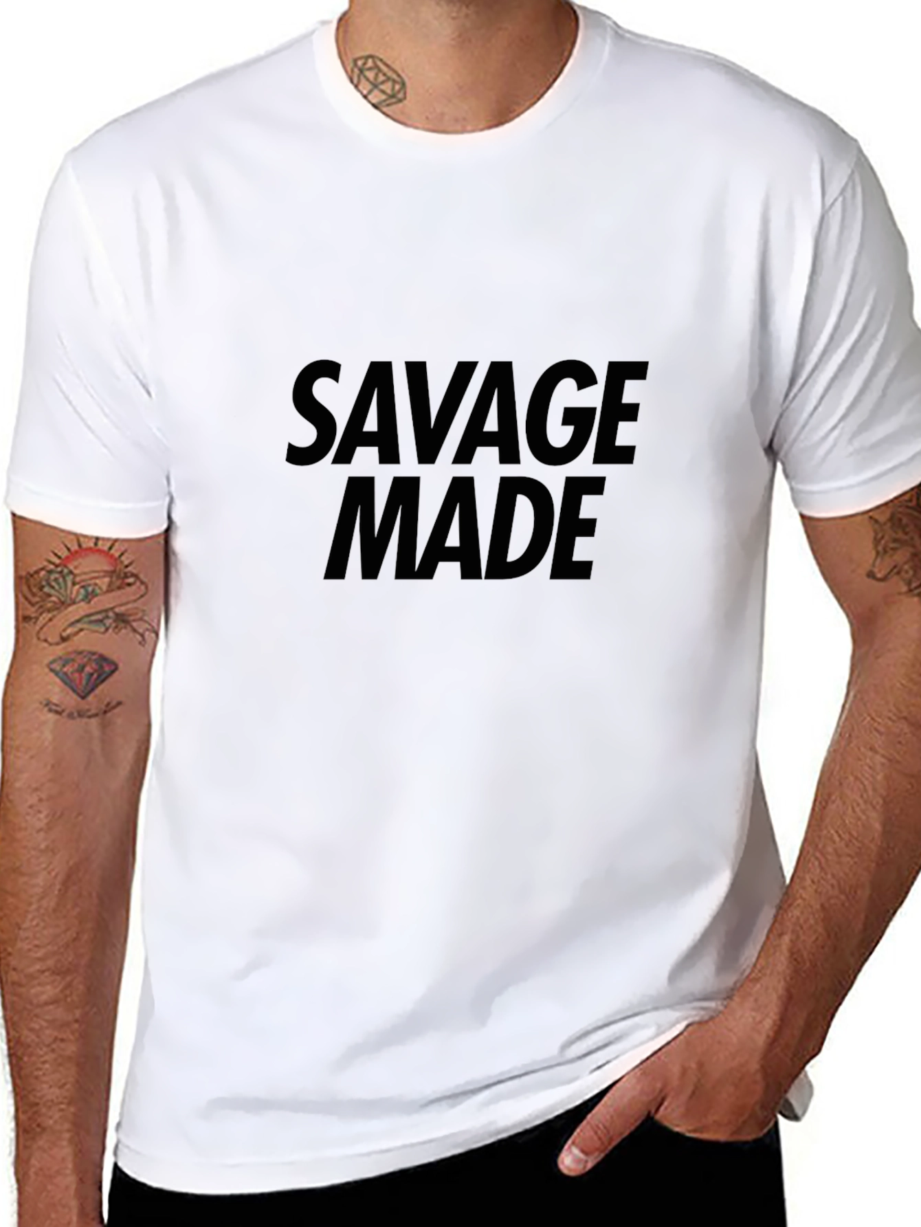Black Savage Made Graphic Tee - Black Casual T-Shirt view 8