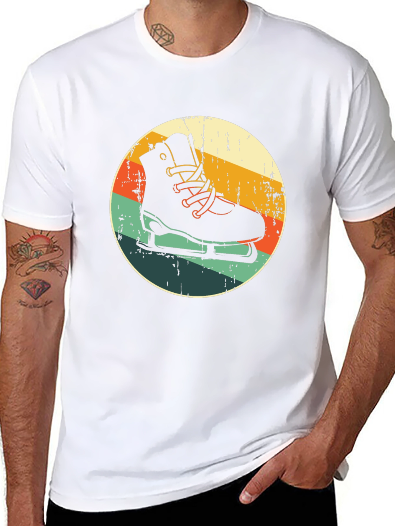 Black Retro Ice Skate Graphic Tee - Vintage Style Skating Shirt view 8