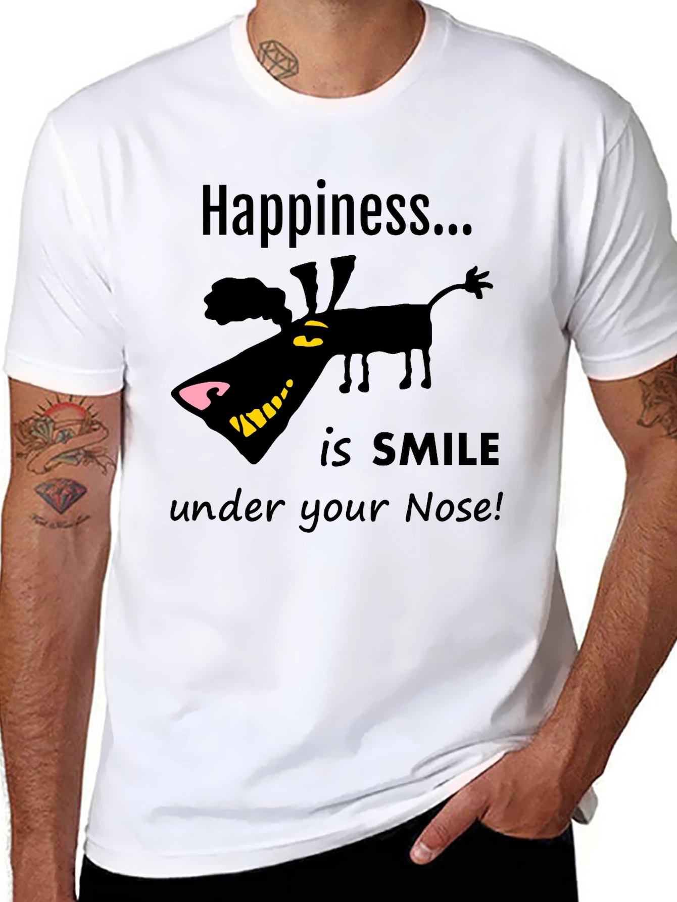 Black Happiness Smile Graphic T-Shirt view 8
