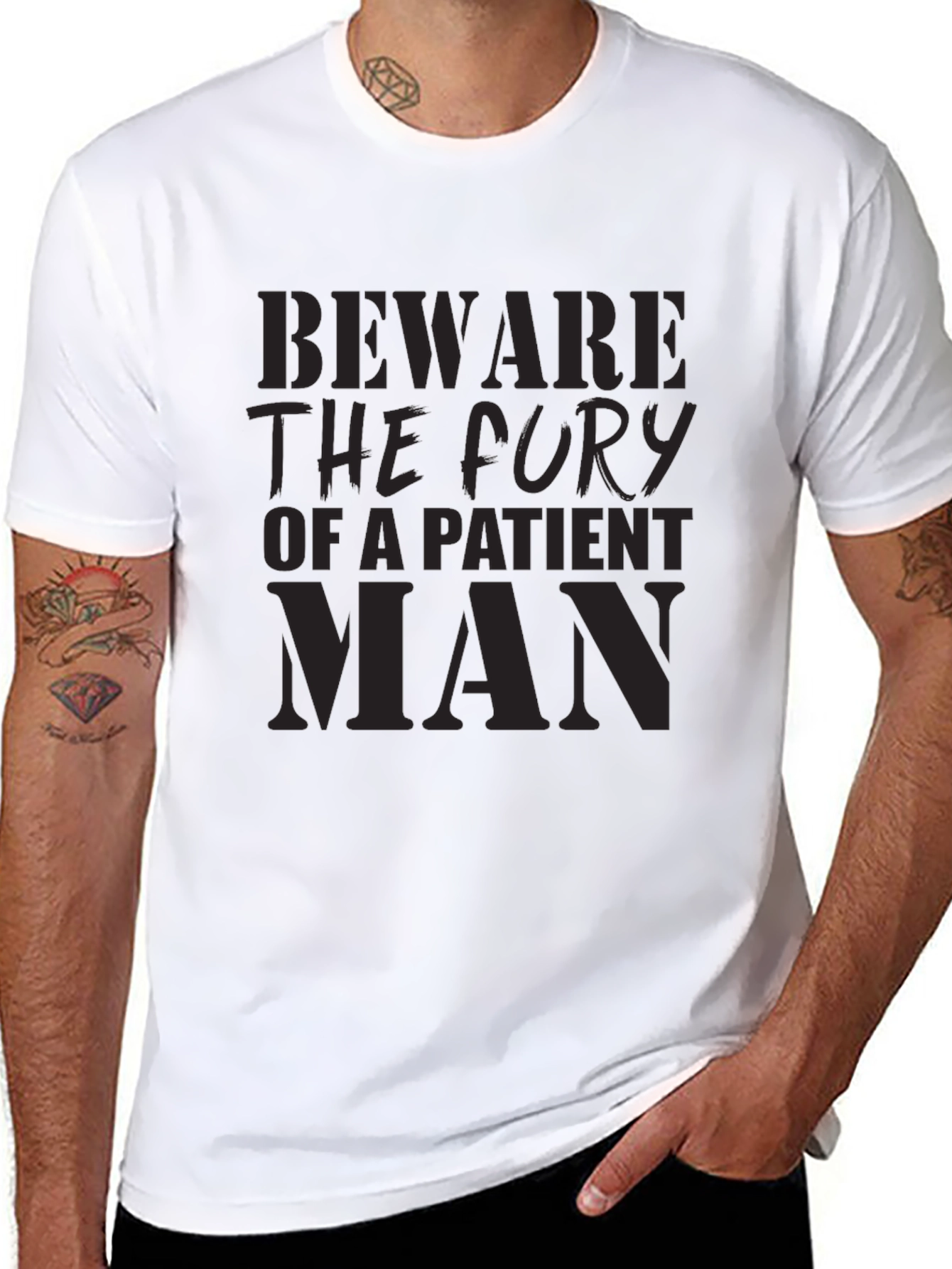 Black Beware The Fury T-Shirt - Patient Man Graphic Tee view 8