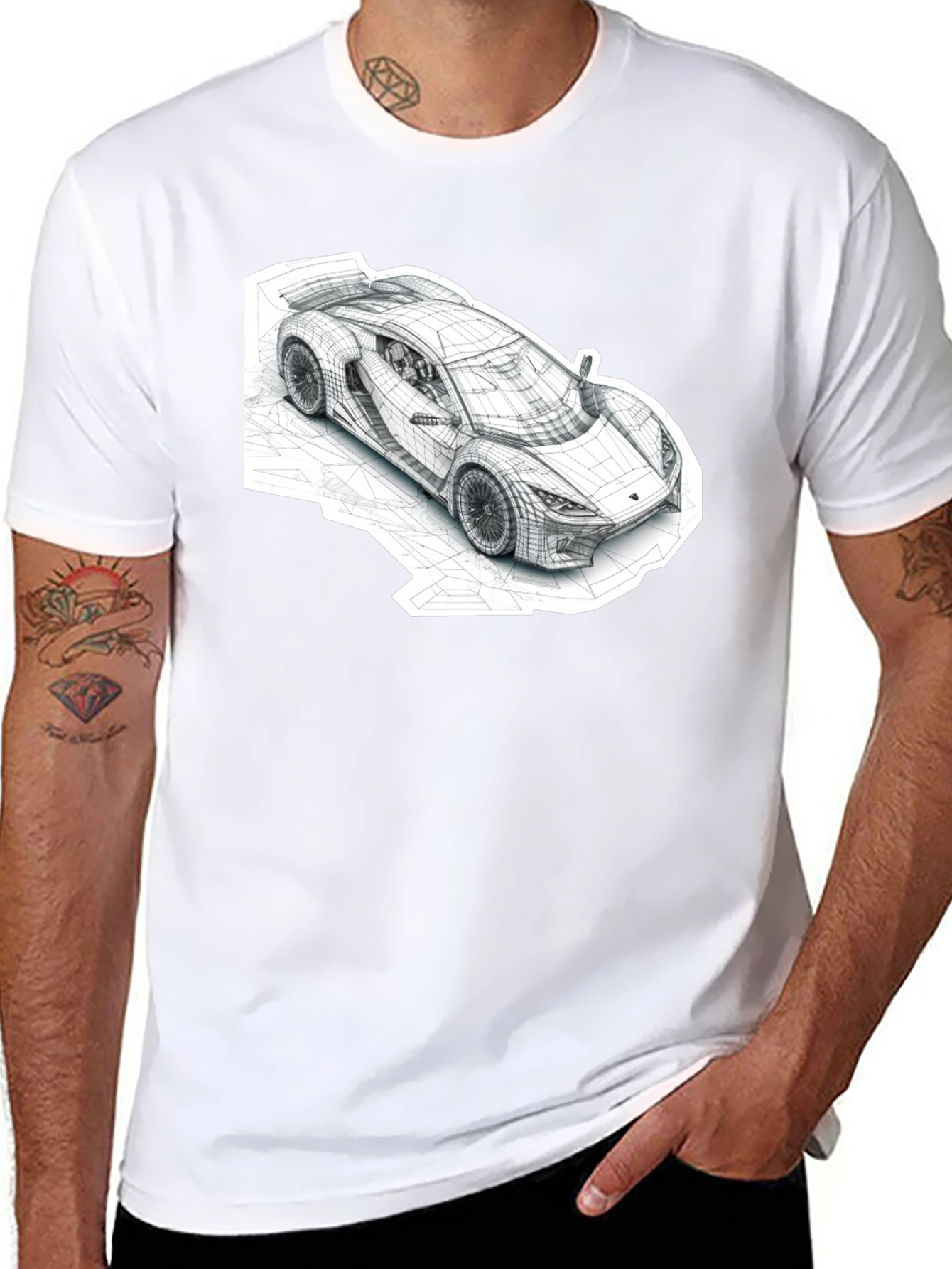 Black Abstract Car Design Black T-Shirt view 8