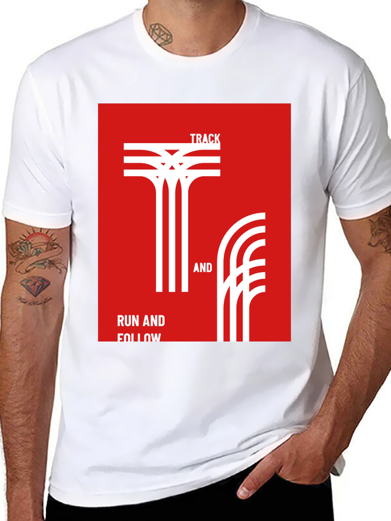 Black Track & Field Graphic T-Shirt - Run and Follow Tee view 8