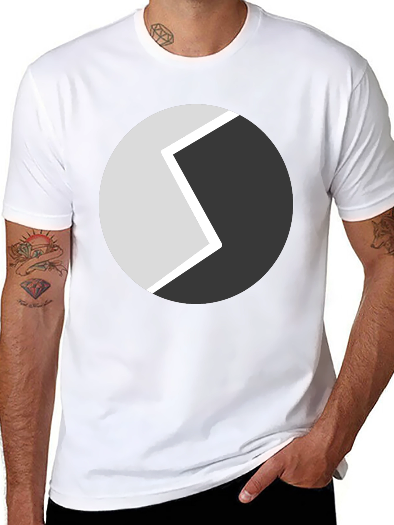 Abstract Circle Graphic Tee - Modern Black T-Shirt - 8