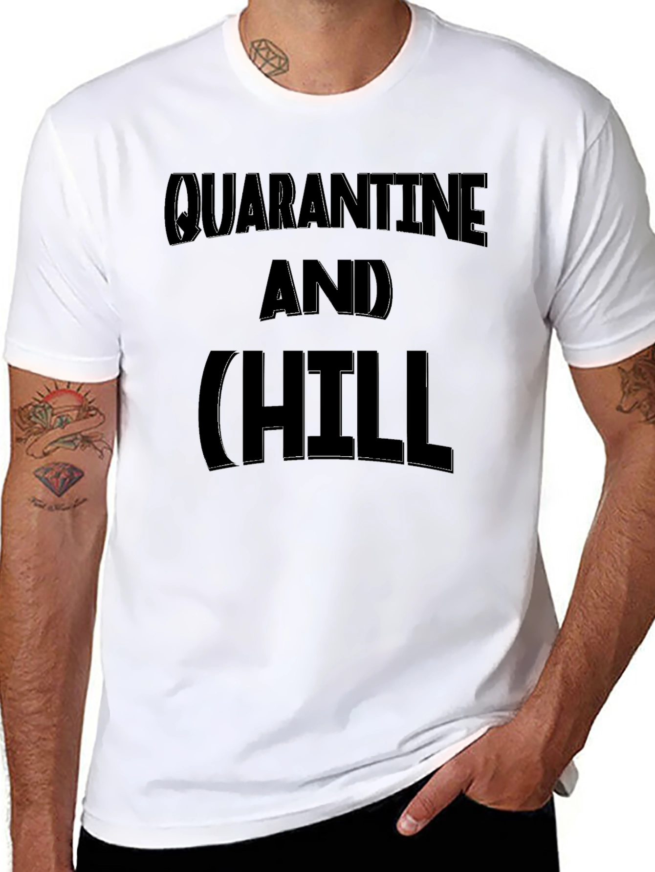 Black Quarantine and Chill Graphic Tee - Black Cotton Blend view 8