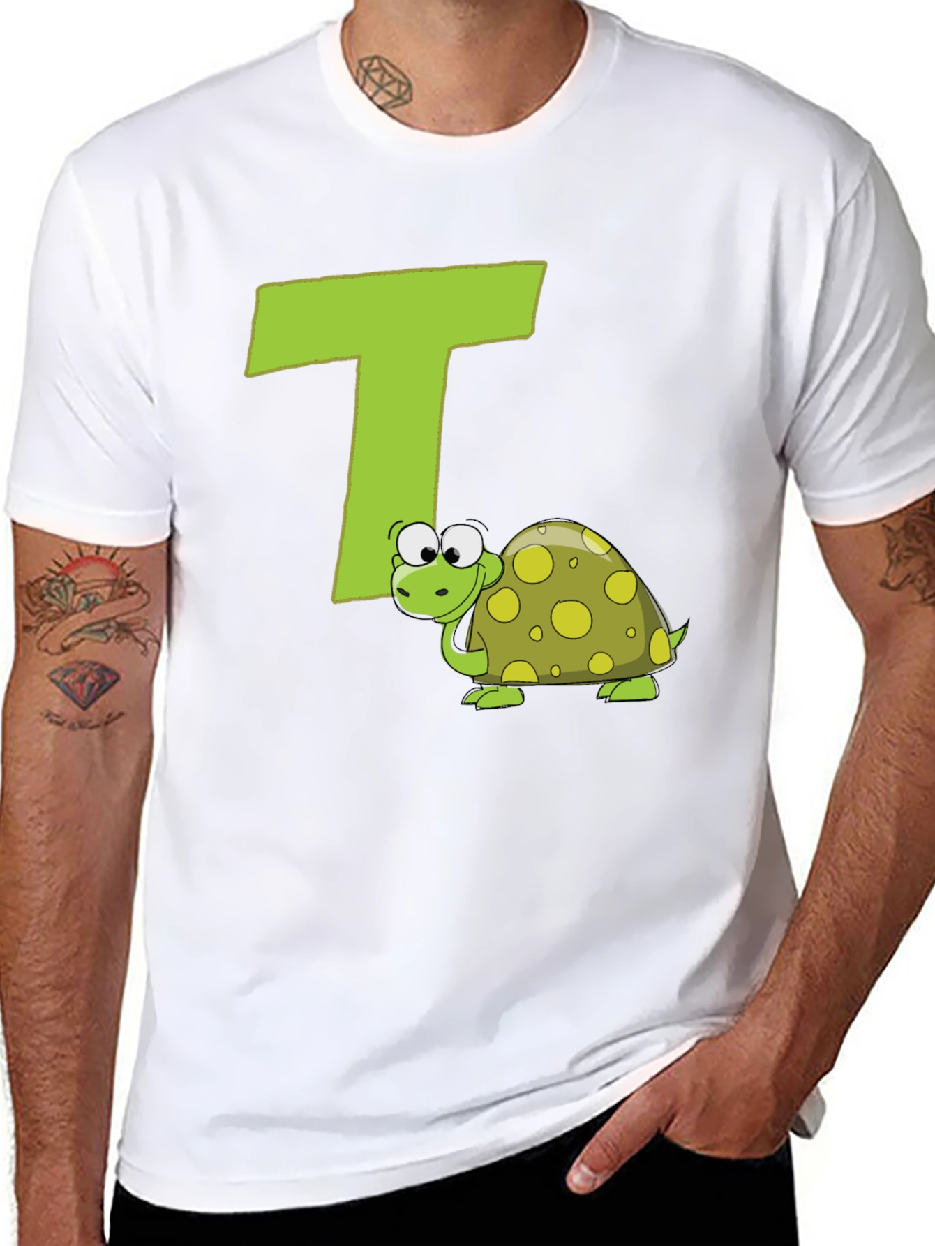 Black Turtle-rific T-Shirt: Letter T Design view 8