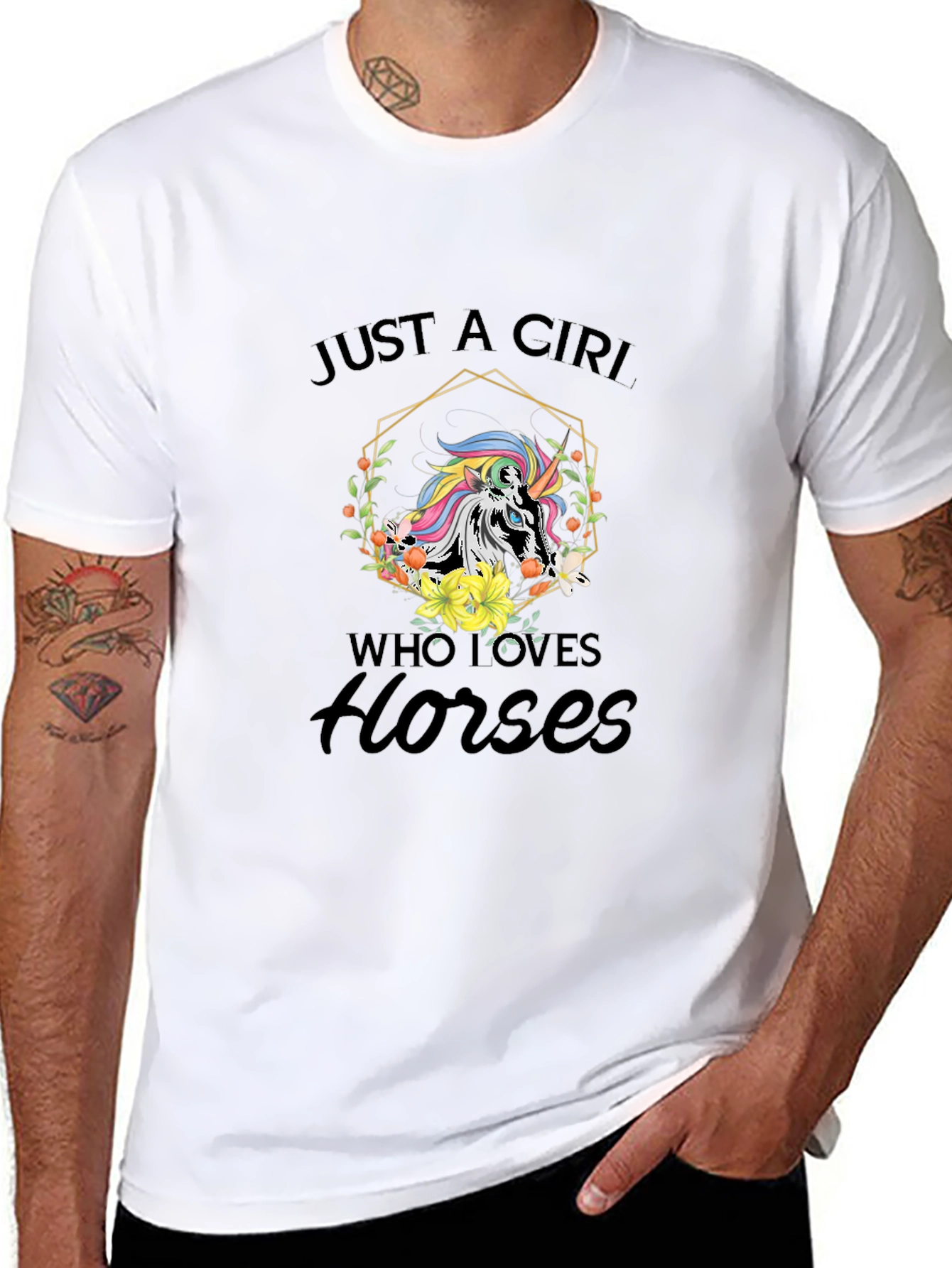 Black Just a Girl Who Loves Horses Black T-Shirt view 8