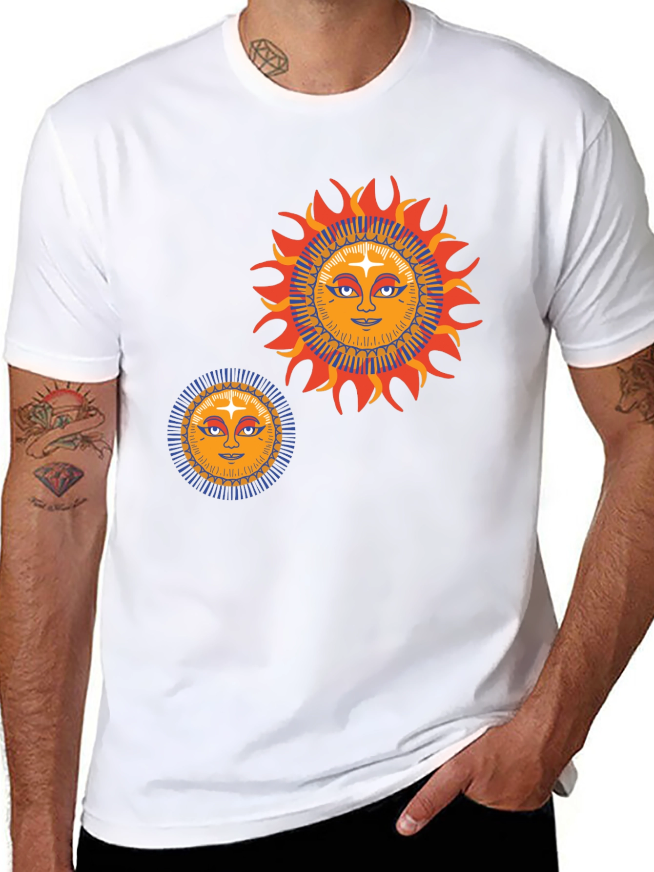 Black Sun Graphic Tee - Retro Style Black T-Shirt view 8