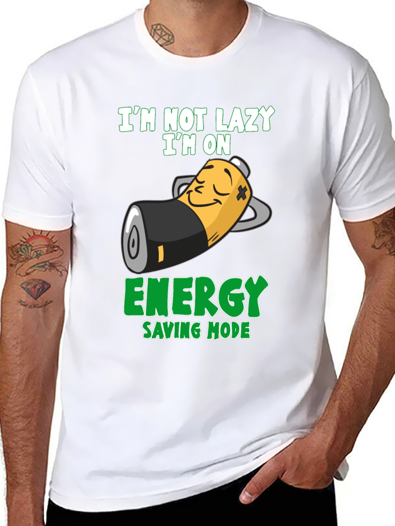 Black Lazy Mode T-Shirt - Energy Saving Mode Graphic Tee view 8