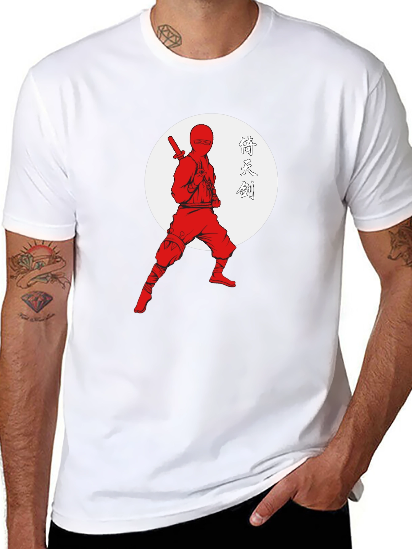 Black Ninja Warrior Graphic Tee - Black Cotton T-Shirt view 8