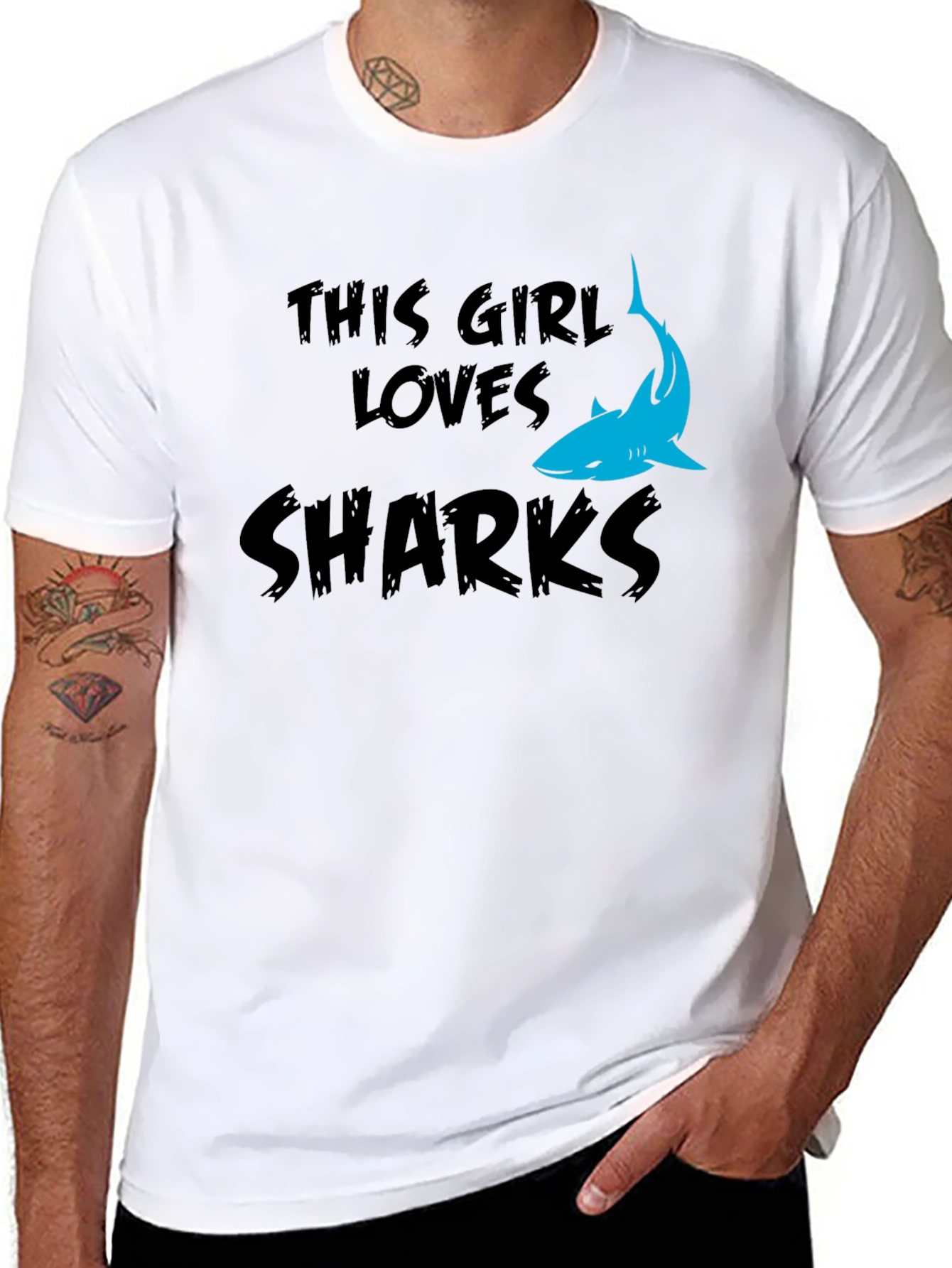 Black This Girl Loves Sharks Graphic Tee - Unisex view 8