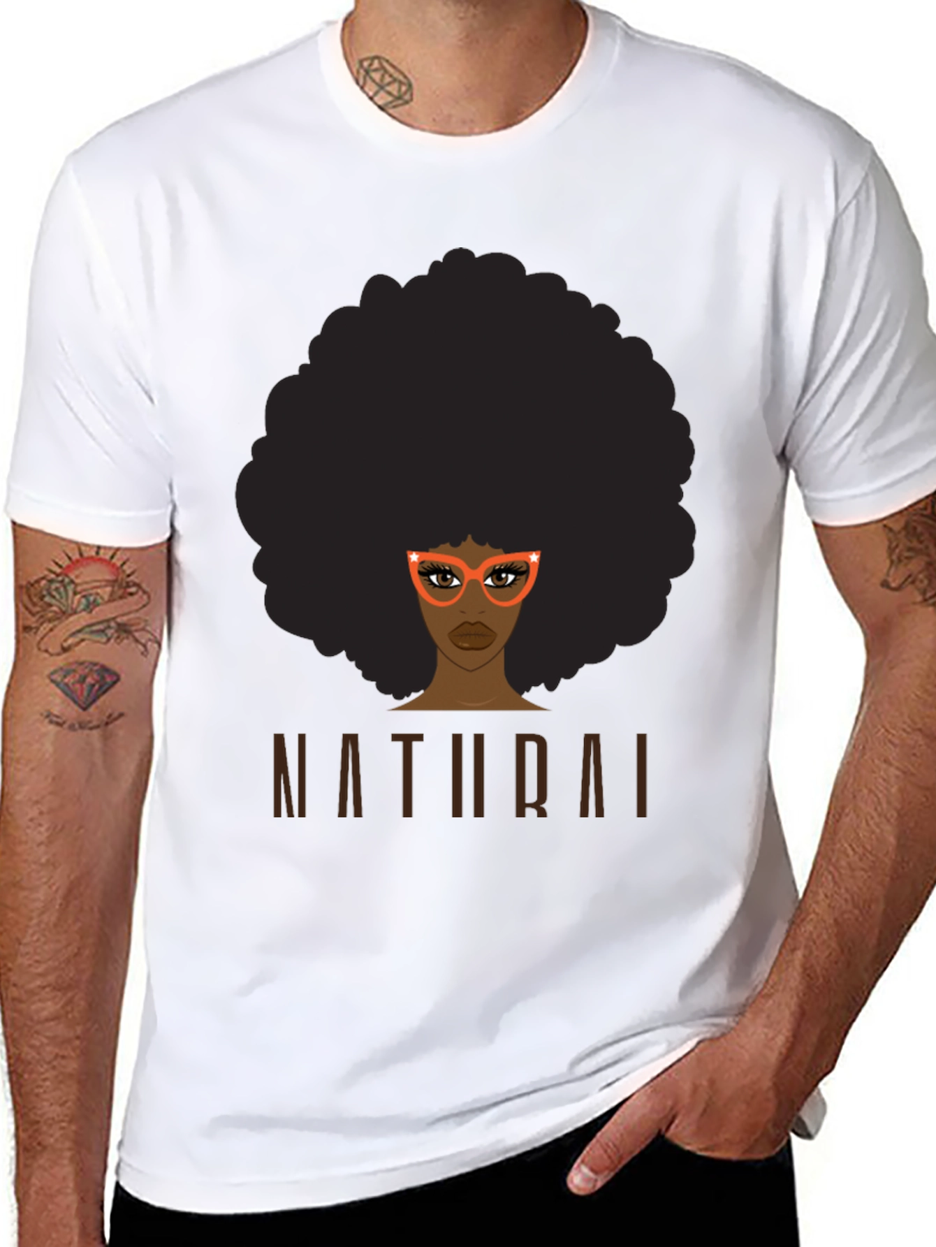 Black Natural Afro Graphic Tee - Unisex Black T-Shirt view 8