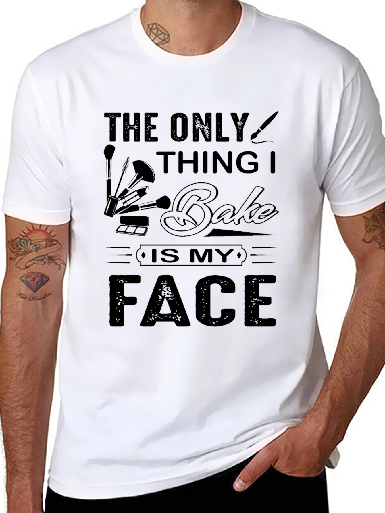 Black Makeup Artist T-Shirt - I Only Bake My Face view 8
