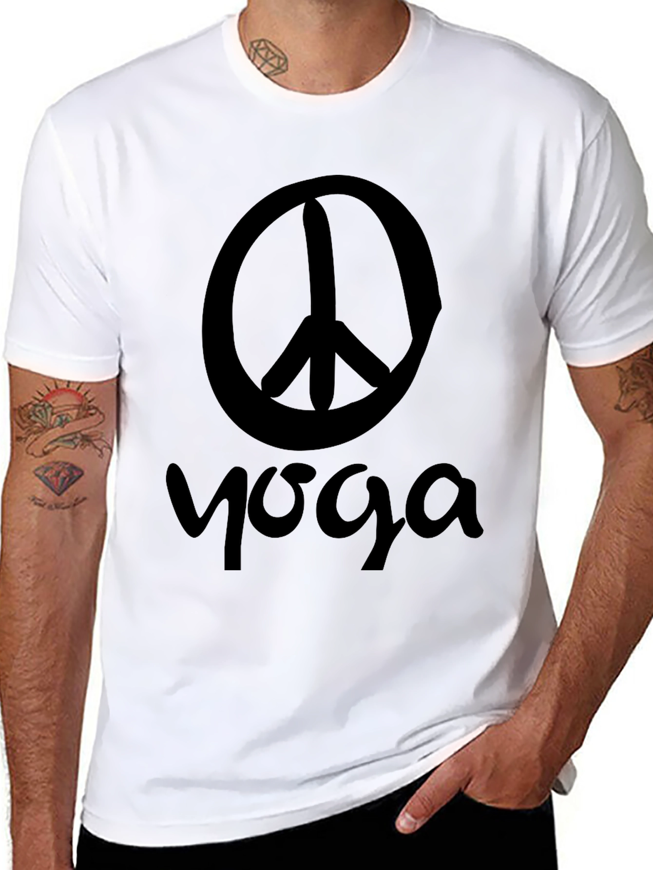 Black Peace Yoga Graphic T-Shirt - Unisex view 8