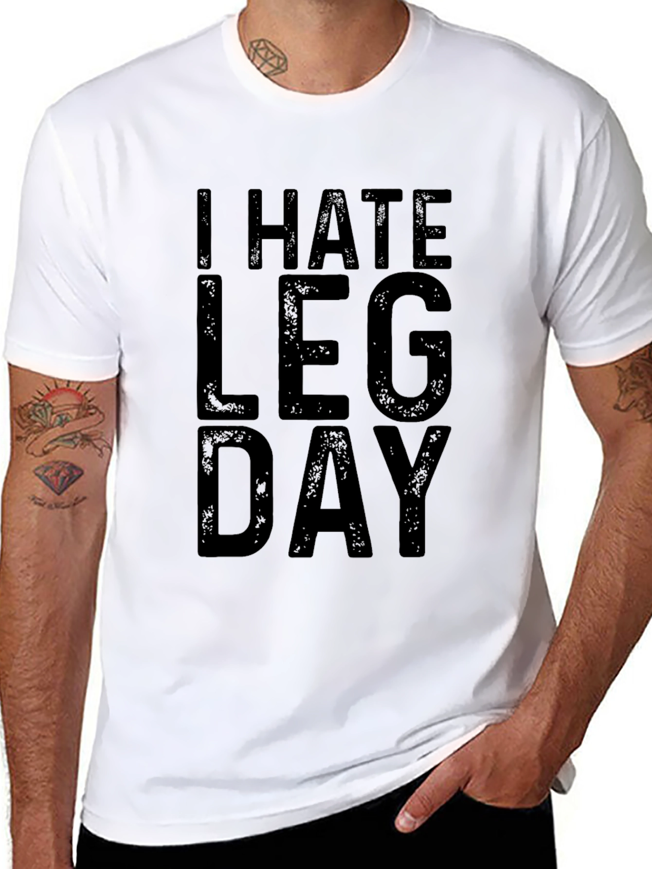 Black I Hate Leg Day Black Graphic T-Shirt view 8