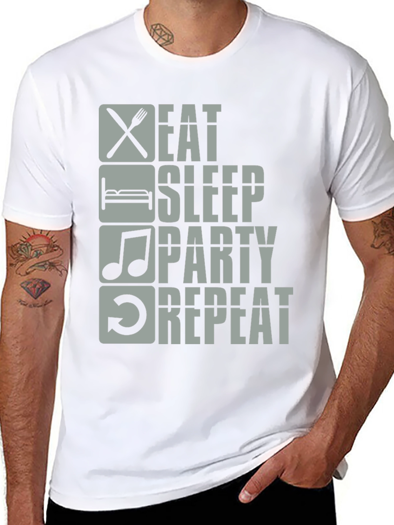Black Eat Sleep Party Repeat Graphic Tee view 8