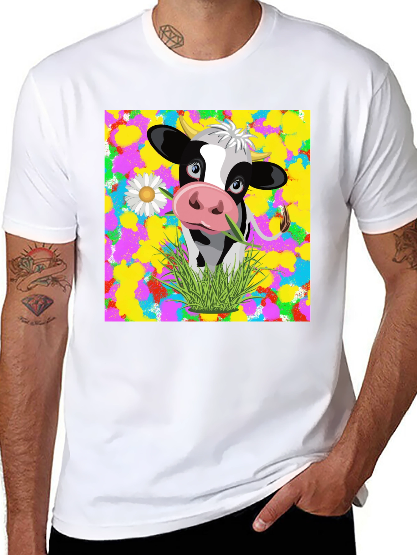 Black Cow Graphic Tee - Vibrant Design, Comfortable Fit view 8