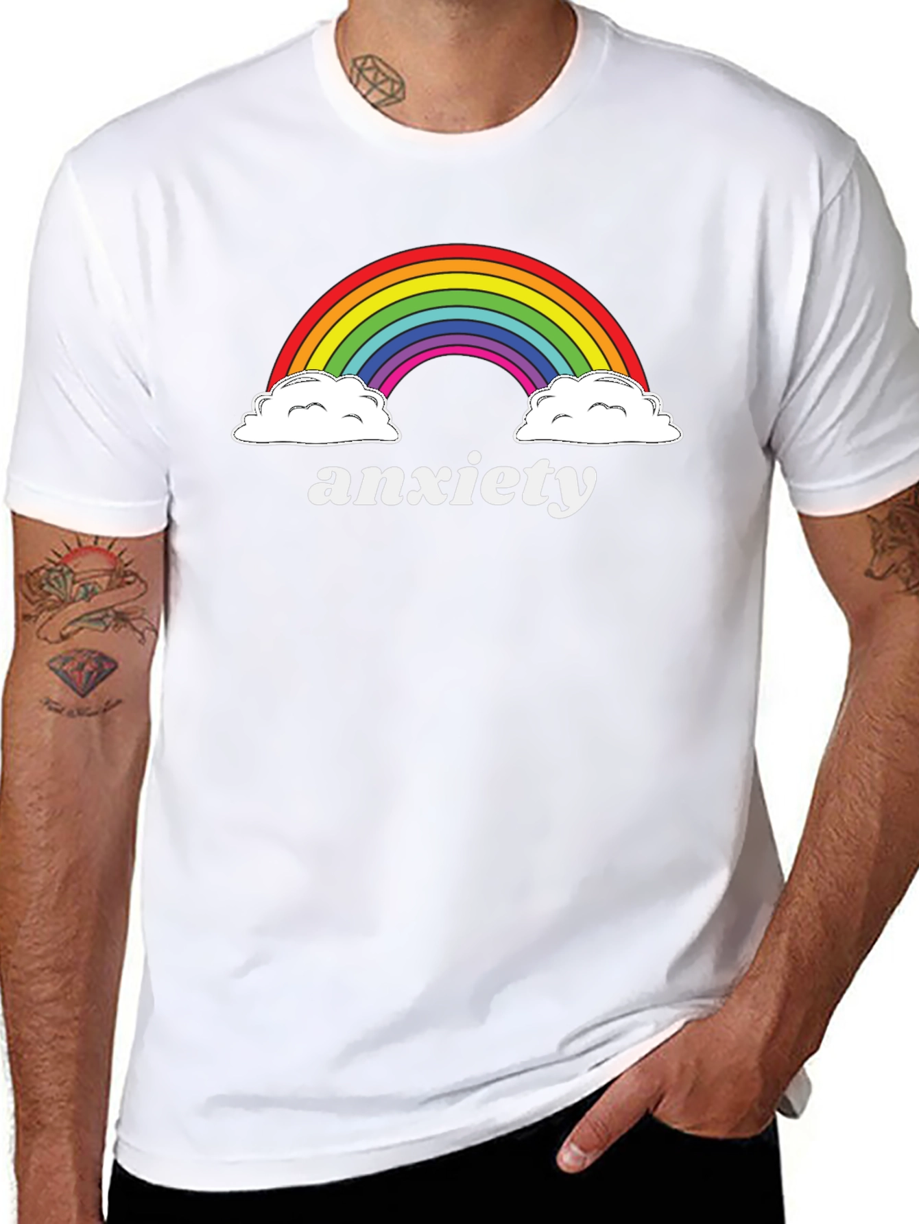 Black Anxiety Rainbow Graphic Tee view 8