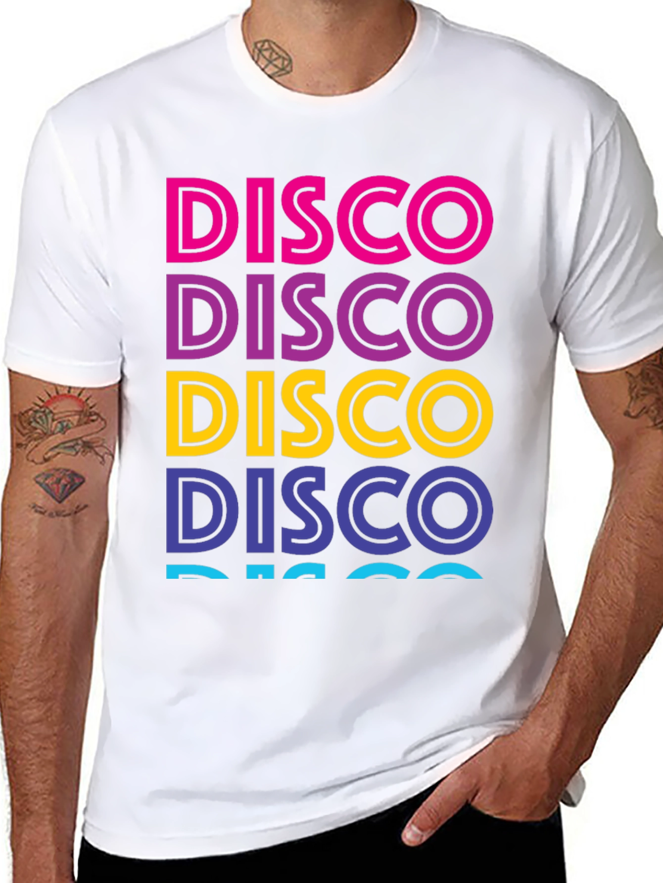Black Retro Disco T-Shirt - Colorful Word Art view 8