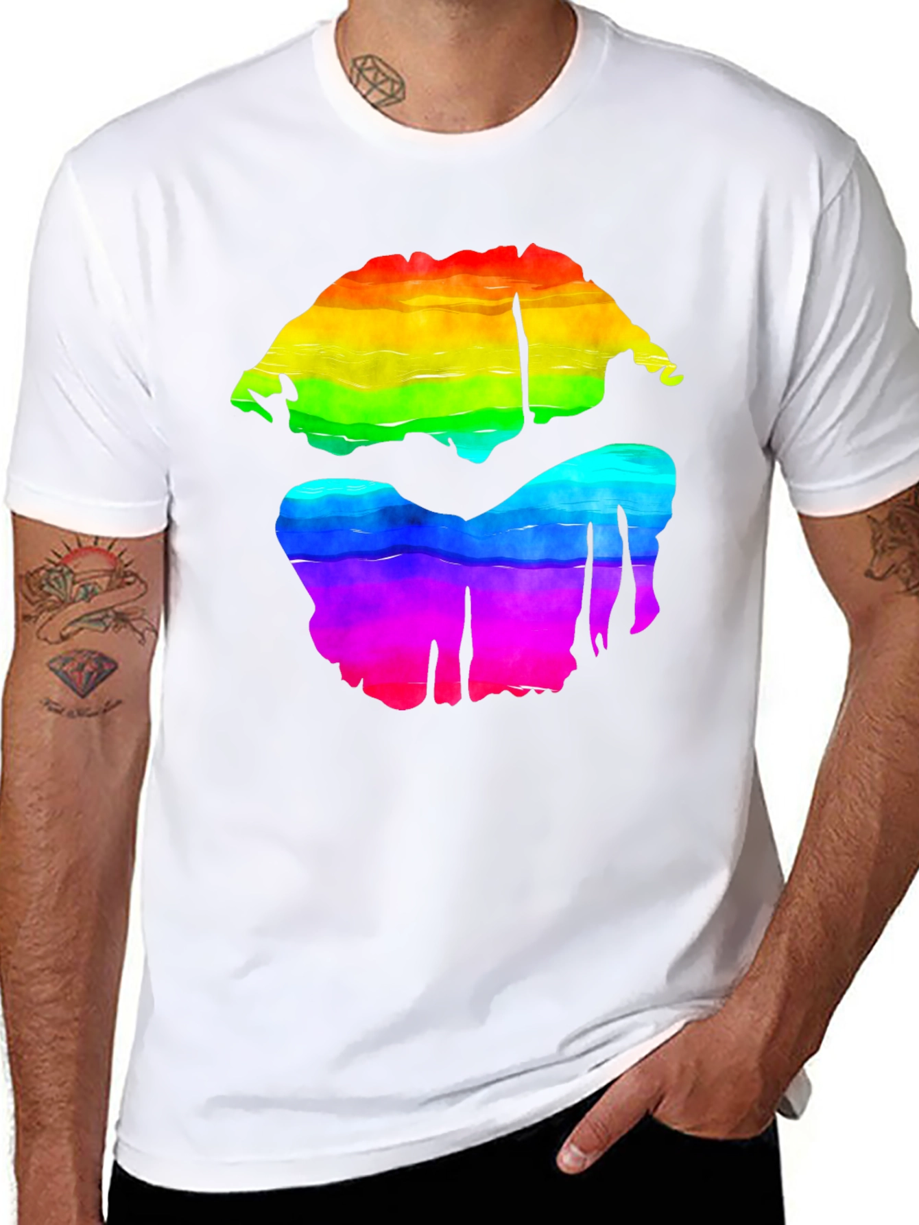 Black Rainbow Lips Graphic Tee - Bold Pride Shirt view 8