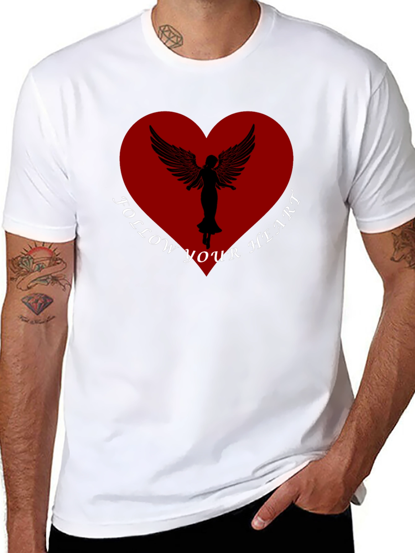 Black Follow Your Heart Angel Graphic Tee - Black view 8