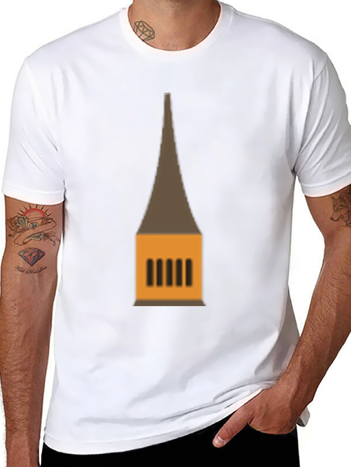 Black Graphic Tee: Temple Tower Design, Black view 8