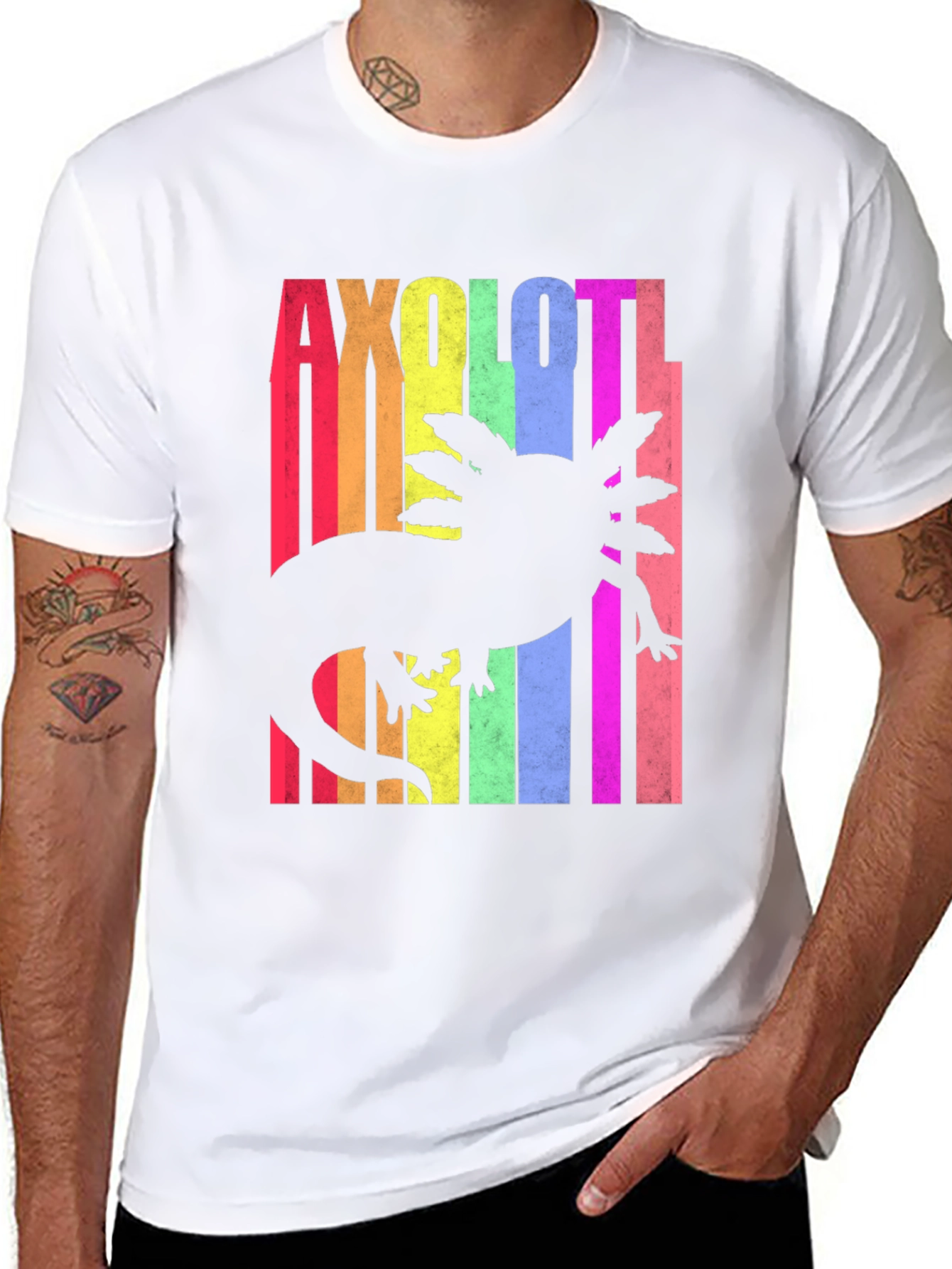 Black Axolotl Rainbow T-Shirt - Cute Salamander Tee view 8