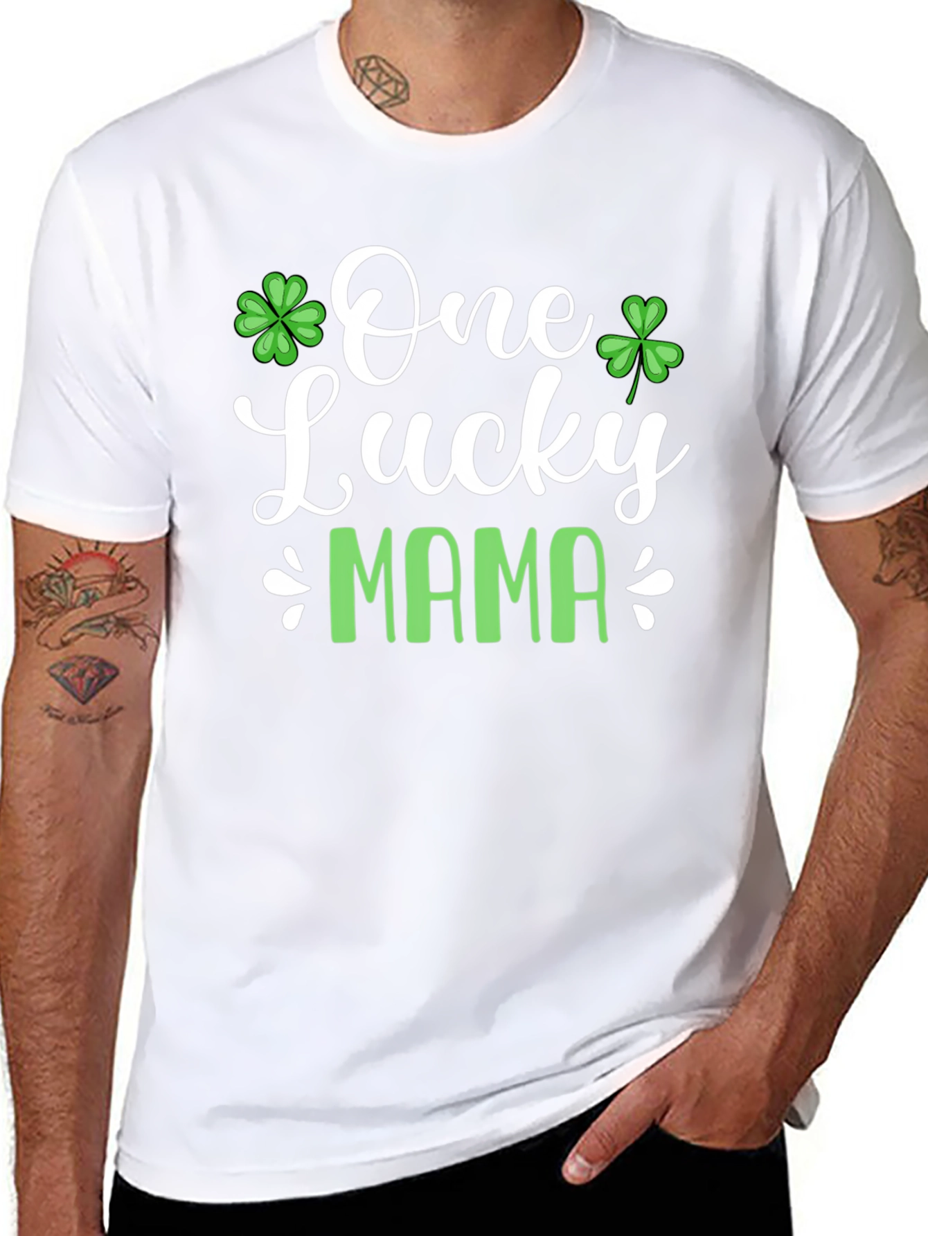 Black One Lucky Mama St. Patrick's Day T-Shirt view 8