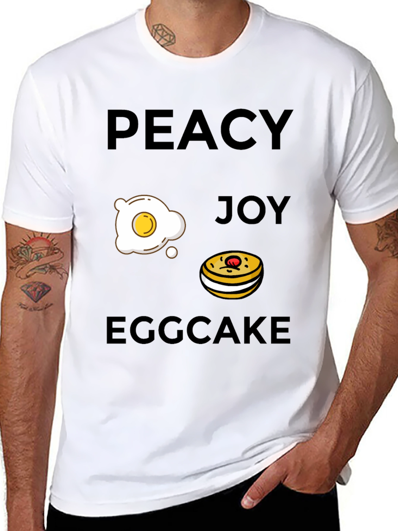 Black Peacy Joy Eggcake T-Shirt view 8