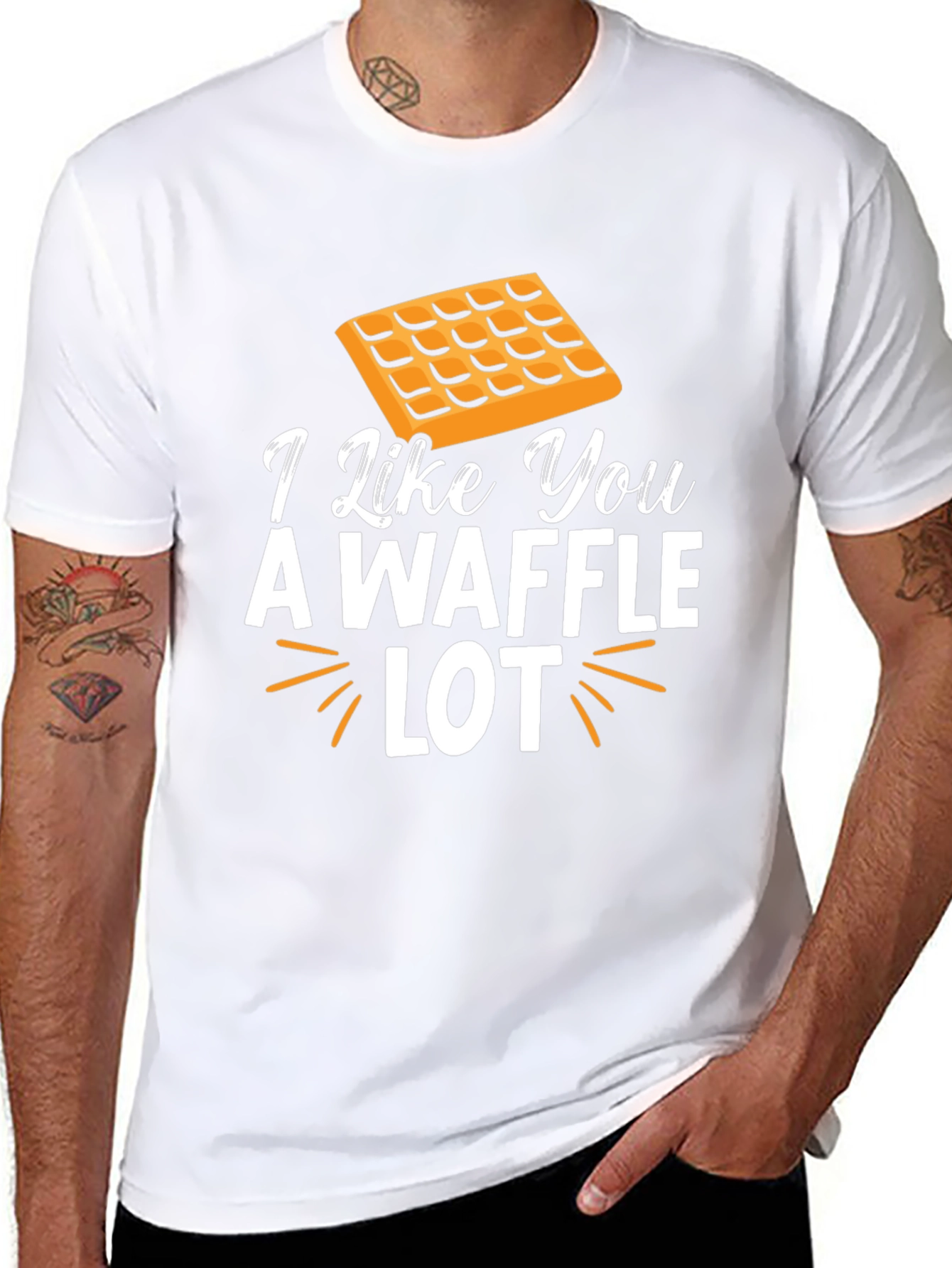 Black I Like You A Waffle Lot Novelty T-Shirt view 8