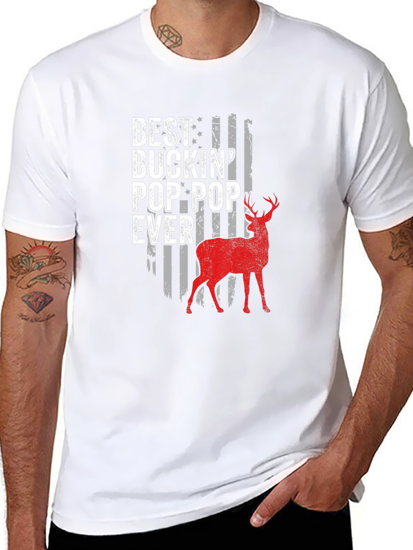 Black Best Buckin' Pop-Pop Ever Deer Hunting T-Shirt view 8
