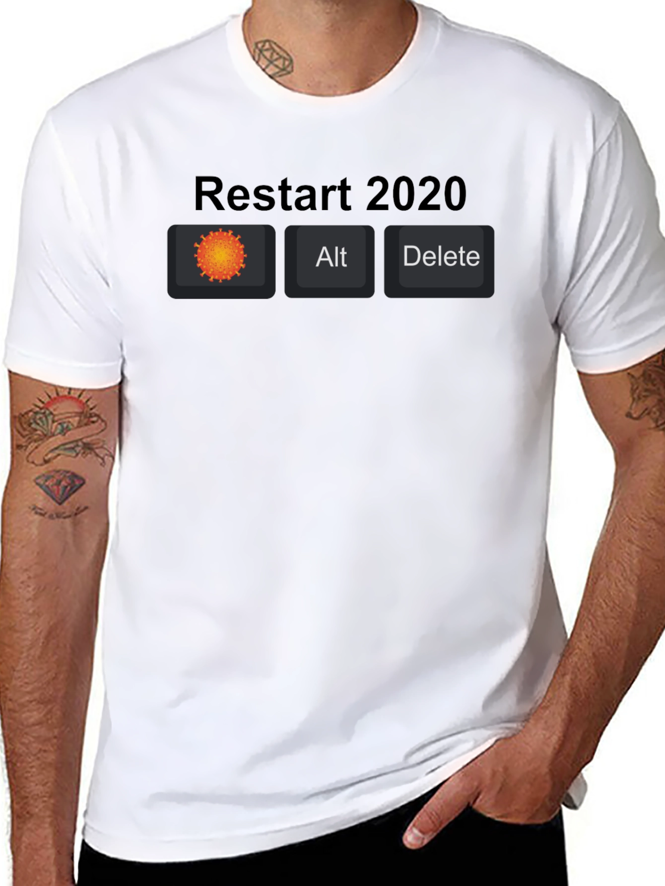 Black Restart 2020 Novelty Graphic Tee view 8