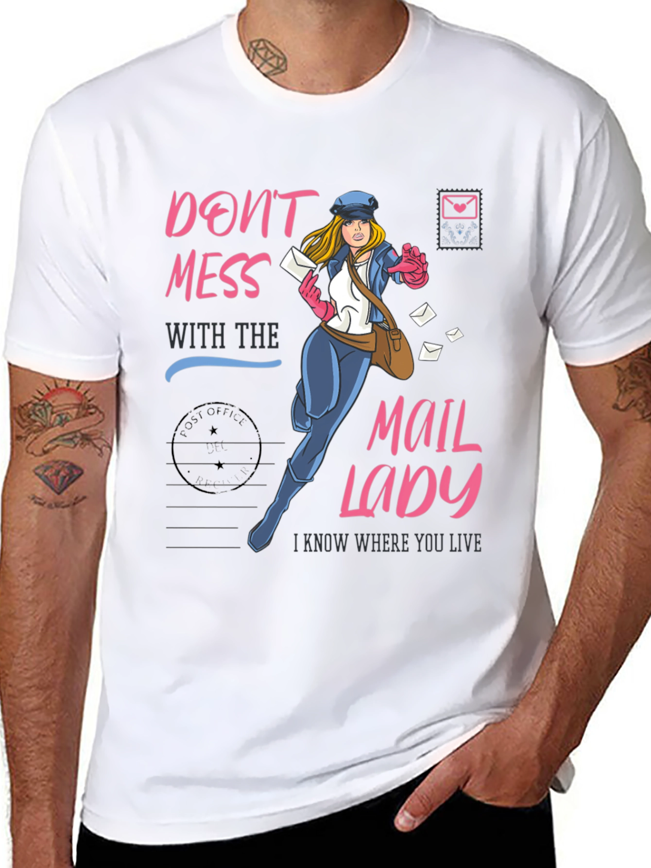 Black Don't Mess with the Mail Lady T-Shirt view 8