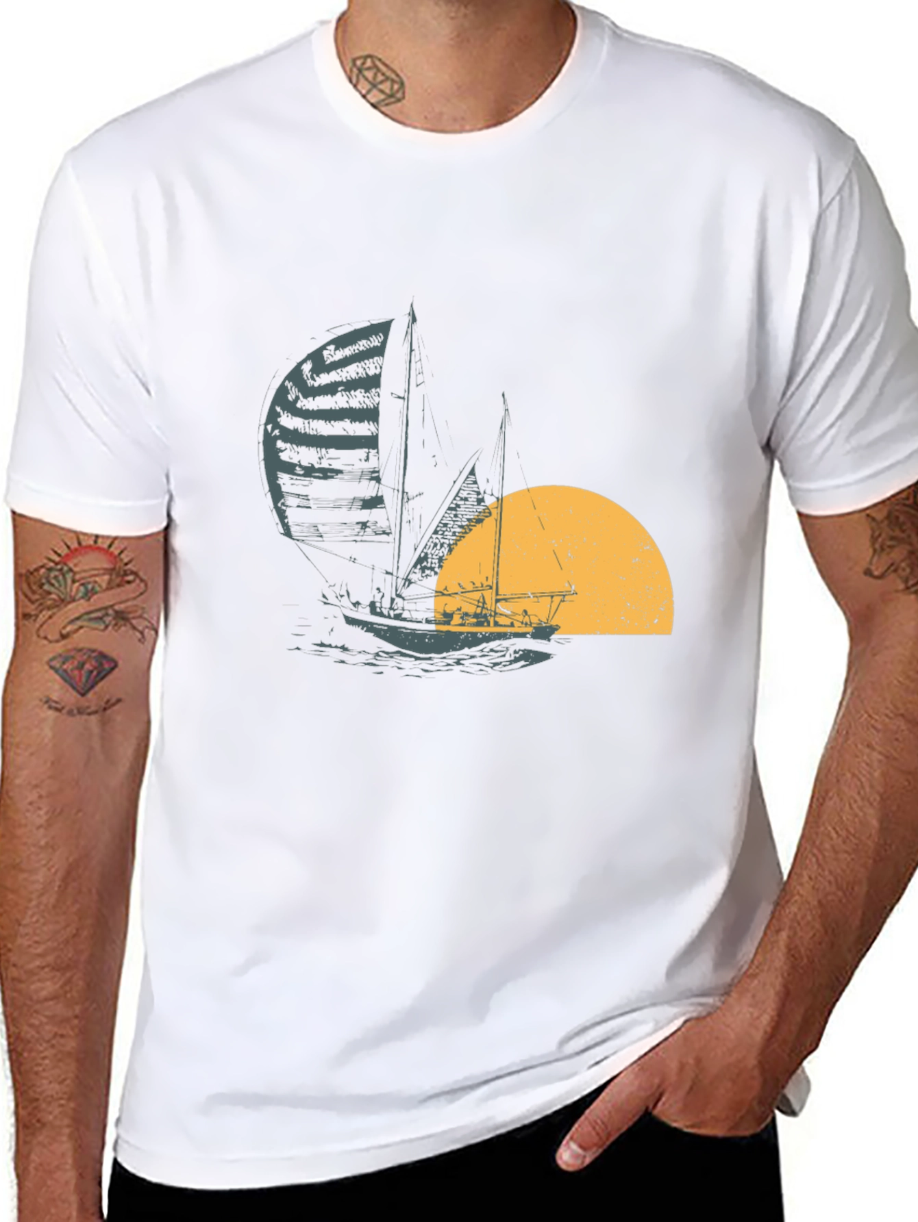 Black Sailing at Sunset Black T-Shirt view 8