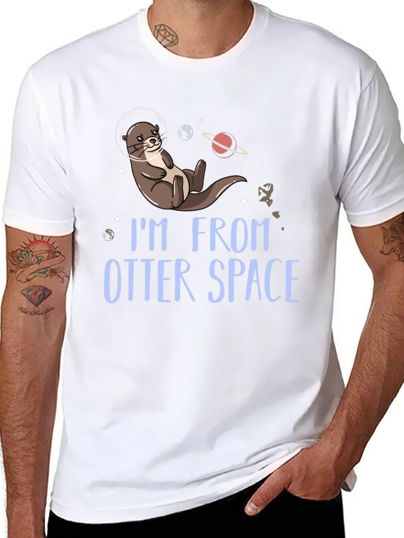 Black I'm From Otter Space T-Shirt view 8