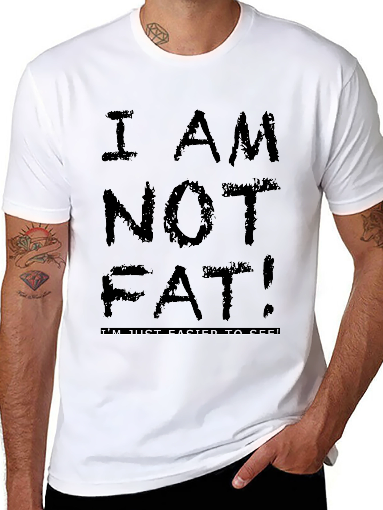 Black Funny 'I Am Not Fat' Graphic T-Shirt view 8